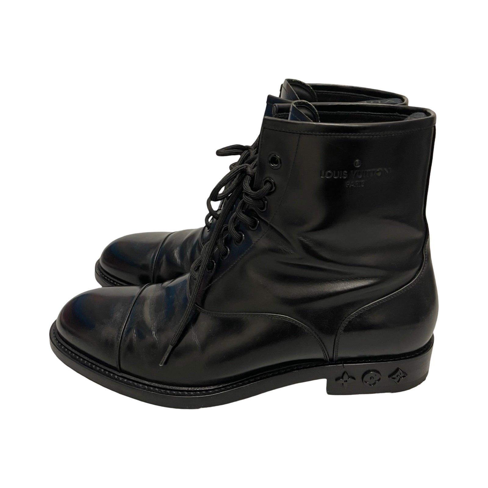 LOUIS VUITTON 8 Hole Straight Tip Lace Up Boots DI0250 Size 7 1/2