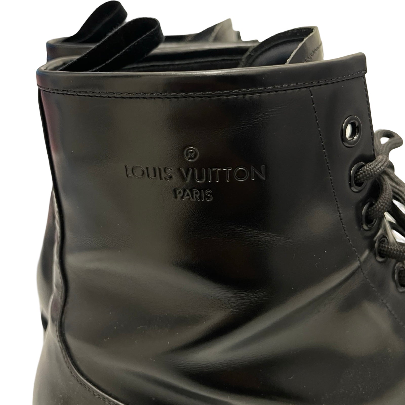 LOUIS VUITTON 8 Hole Straight Tip Lace Up Boots DI0250 Size 7 1/2