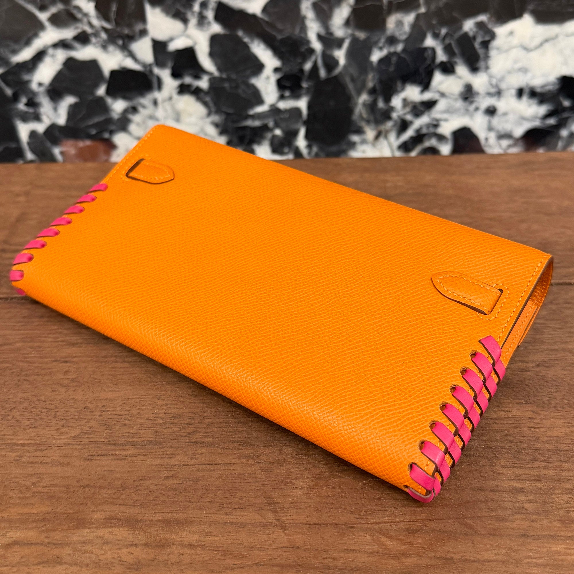 HERMES Kelly To Go Tressage "Orange/Rose Mexico" Long Wallet W刻印 エルメス ケリー トゥー ゴー トレサージュ "オレンジ×ローズメキシコ" ロング ウォレット W刻印