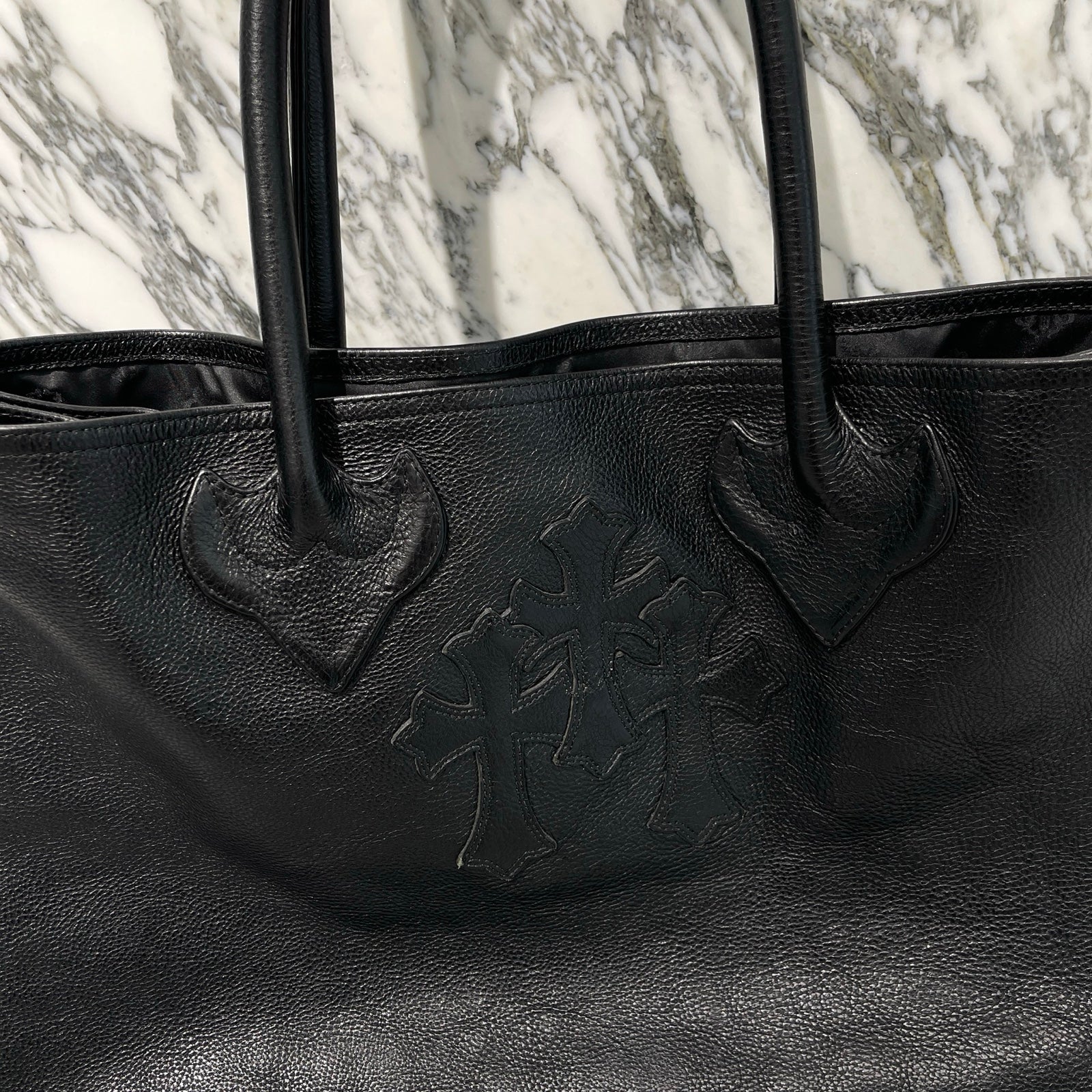 CHROME HEARTS 3 Cemetery Cross Patch Leather Tote Bag クロムハーツ 3セメタリークロス レザーパッチ トートバッグ