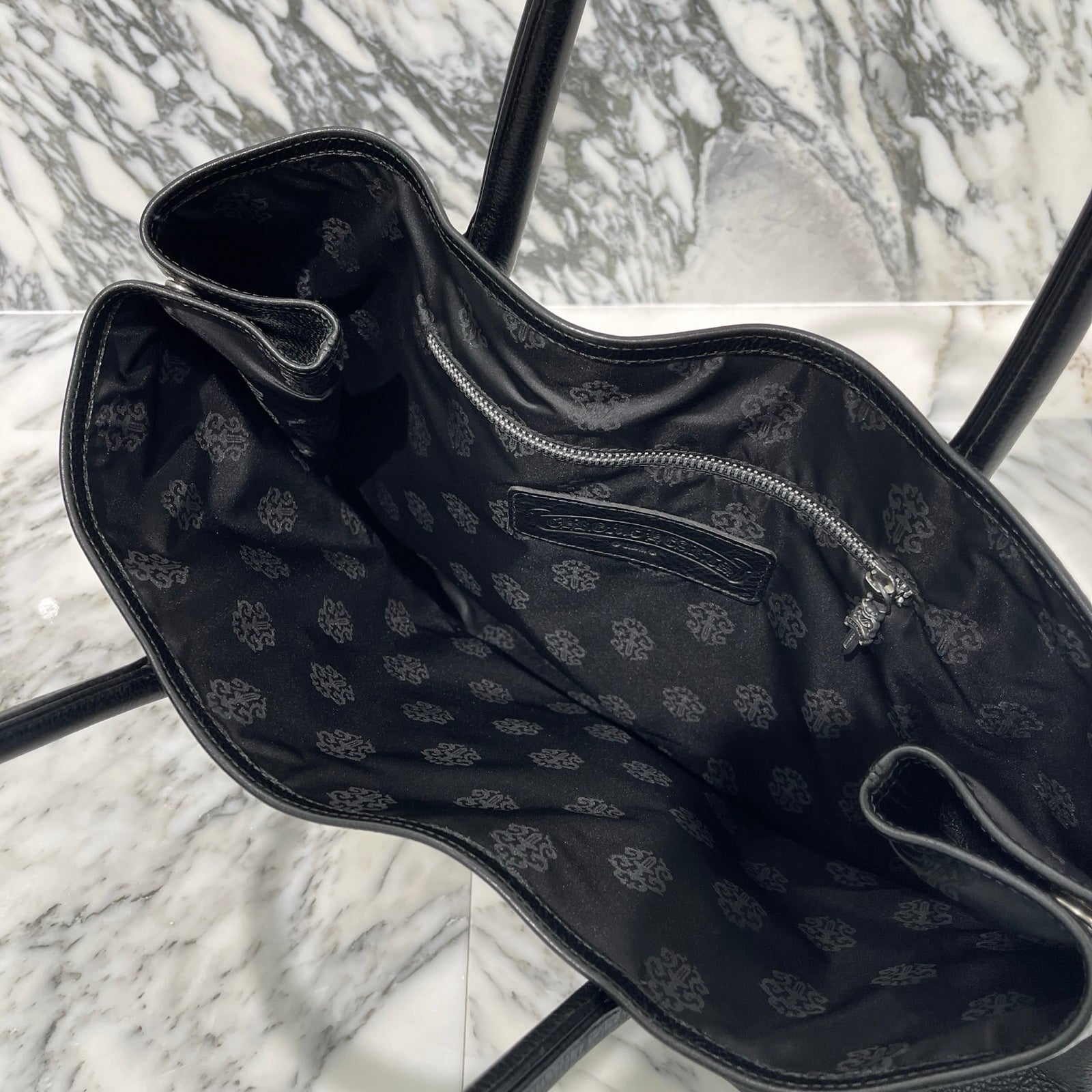 CHROME HEARTS 3 Cemetery Cross Patch Leather Tote Bag クロムハーツ 3セメタリークロス レザーパッチ トートバッグ