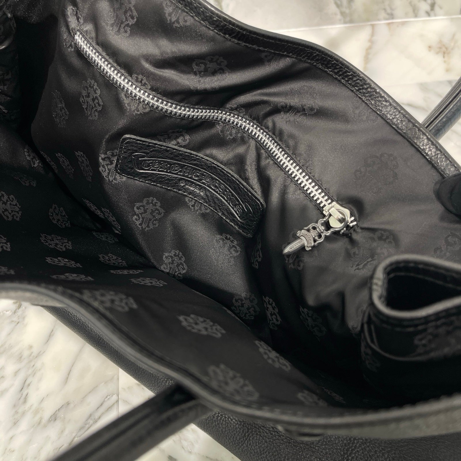 CHROME HEARTS 3 Cemetery Cross Patch Leather Tote Bag クロムハーツ 3セメタリークロス レザーパッチ トートバッグ