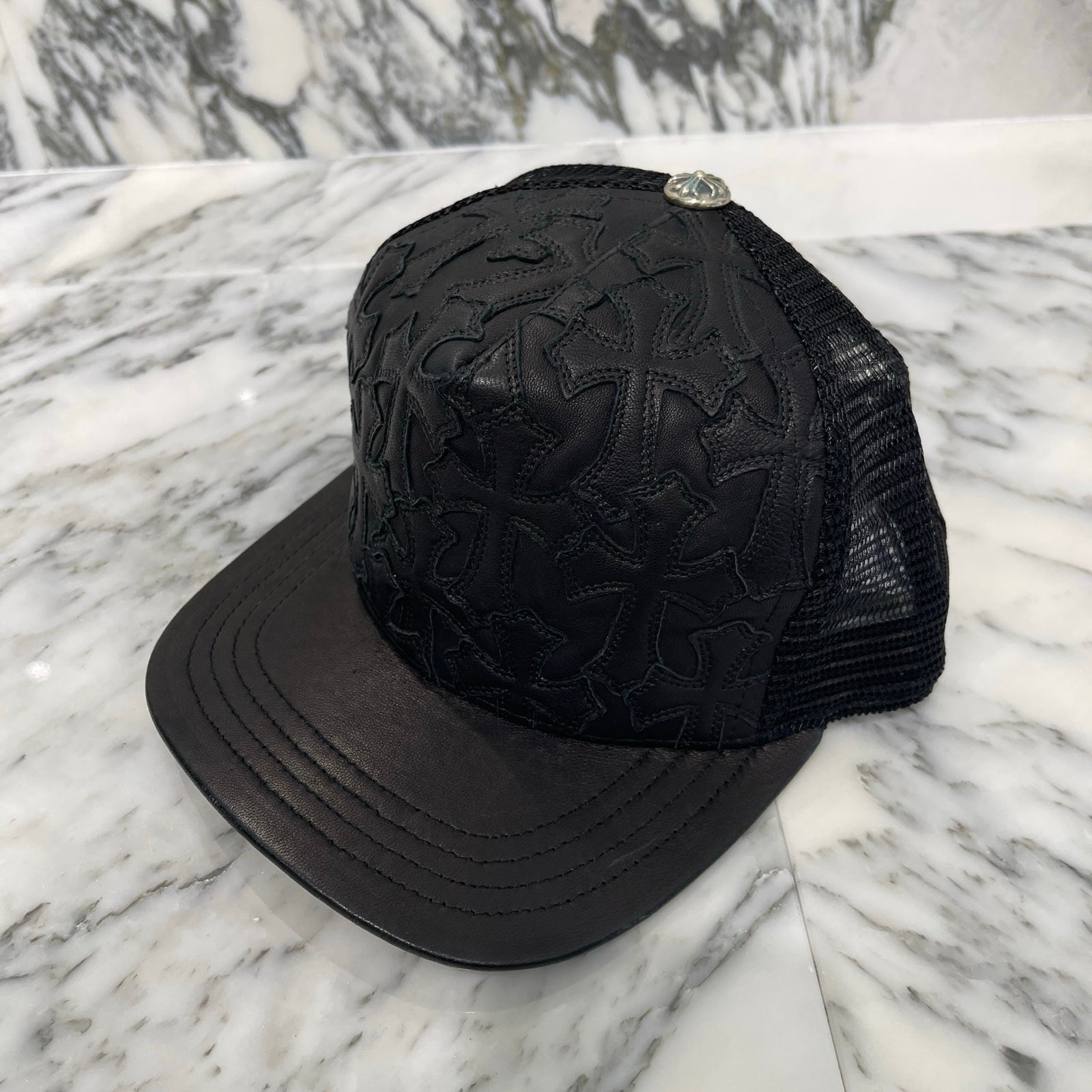 CHROME HEARTS Cemetary Cross Leather Patch Trucker Cap Size ONE SIZE(53-60）クロムハーツ セメタリークロス レザーパッチ トラッカーキャップ サイズONE SIZE（53-60）