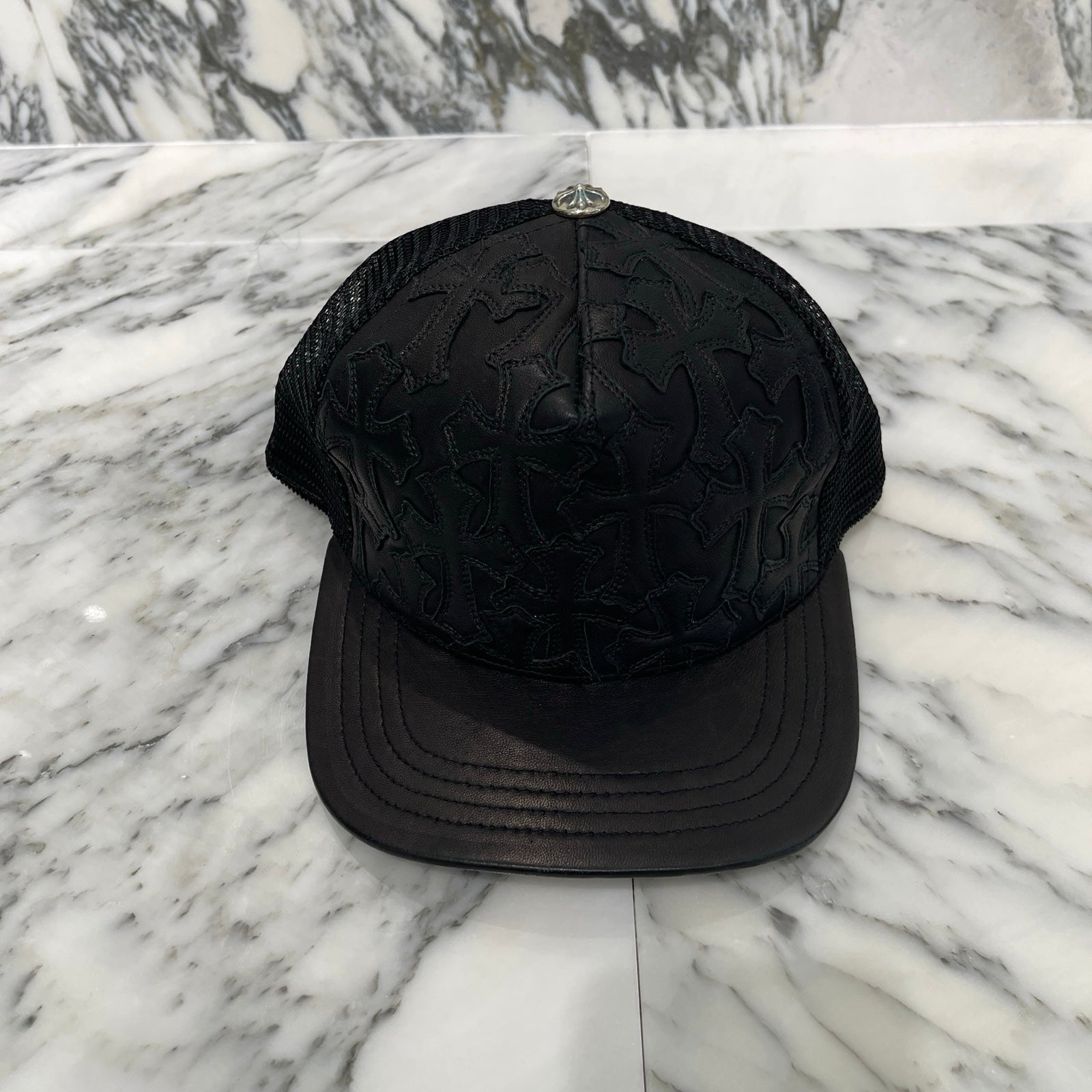 CHROME HEARTS Cemetary Cross Leather Patch Trucker Cap Size ONE SIZE(53-60）クロムハーツ セメタリークロス レザーパッチ トラッカーキャップ サイズONE SIZE（53-60）