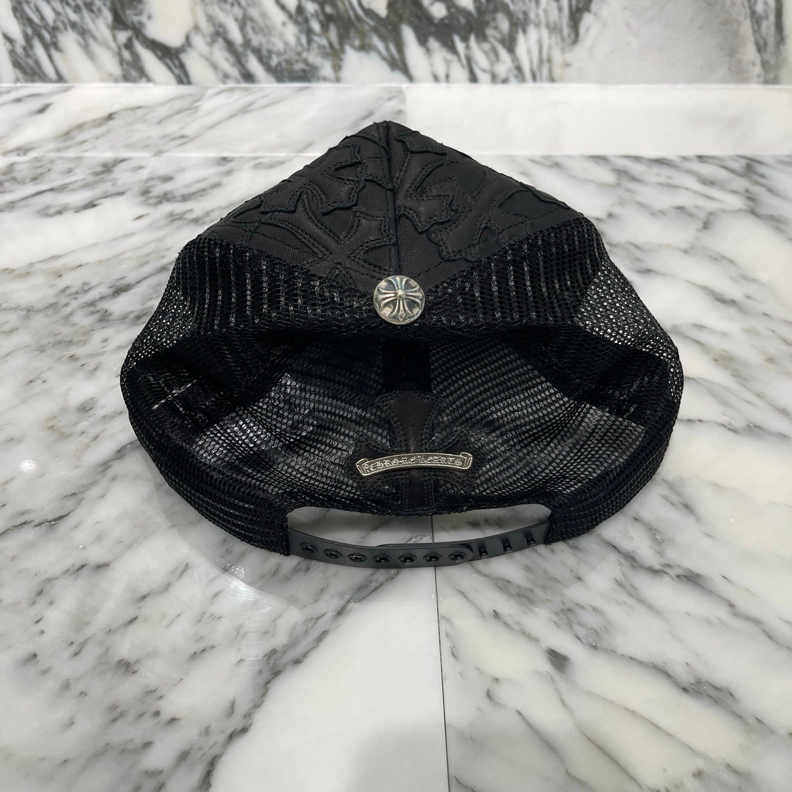 CHROME HEARTS Cemetary Cross Leather Patch Trucker Cap Size ONE SIZE(53-60）クロムハーツ セメタリークロス レザーパッチ トラッカーキャップ サイズONE SIZE（53-60）