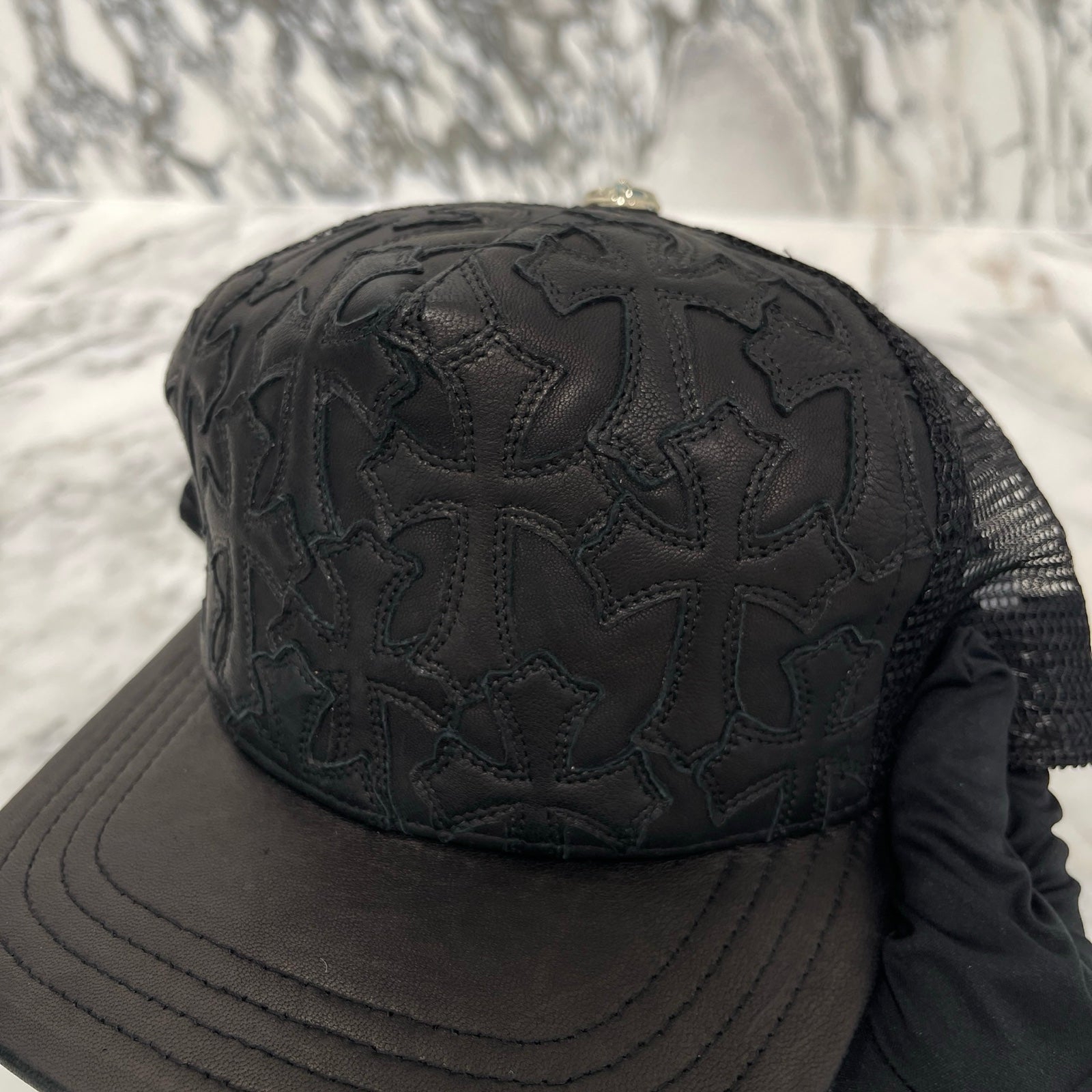 CHROME HEARTS Cemetary Cross Leather Patch Trucker Cap Size ONE SIZE(53-60）クロムハーツ セメタリークロス レザーパッチ トラッカーキャップ サイズONE SIZE（53-60）