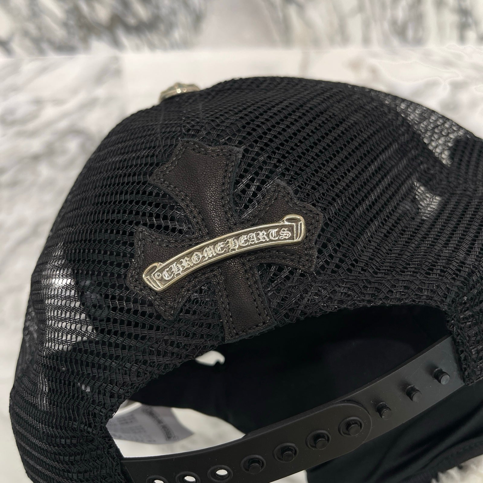 CHROME HEARTS Cemetary Cross Leather Patch Trucker Cap Size ONE SIZE(53-60）クロムハーツ セメタリークロス レザーパッチ トラッカーキャップ サイズONE SIZE（53-60）