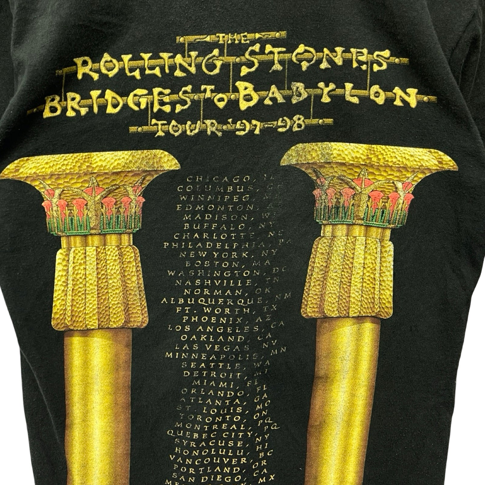 Vintage 90's The Rolling Stones 97-98 Music Tour "BRIDGES TO BABYLON" S/S Tee Size L