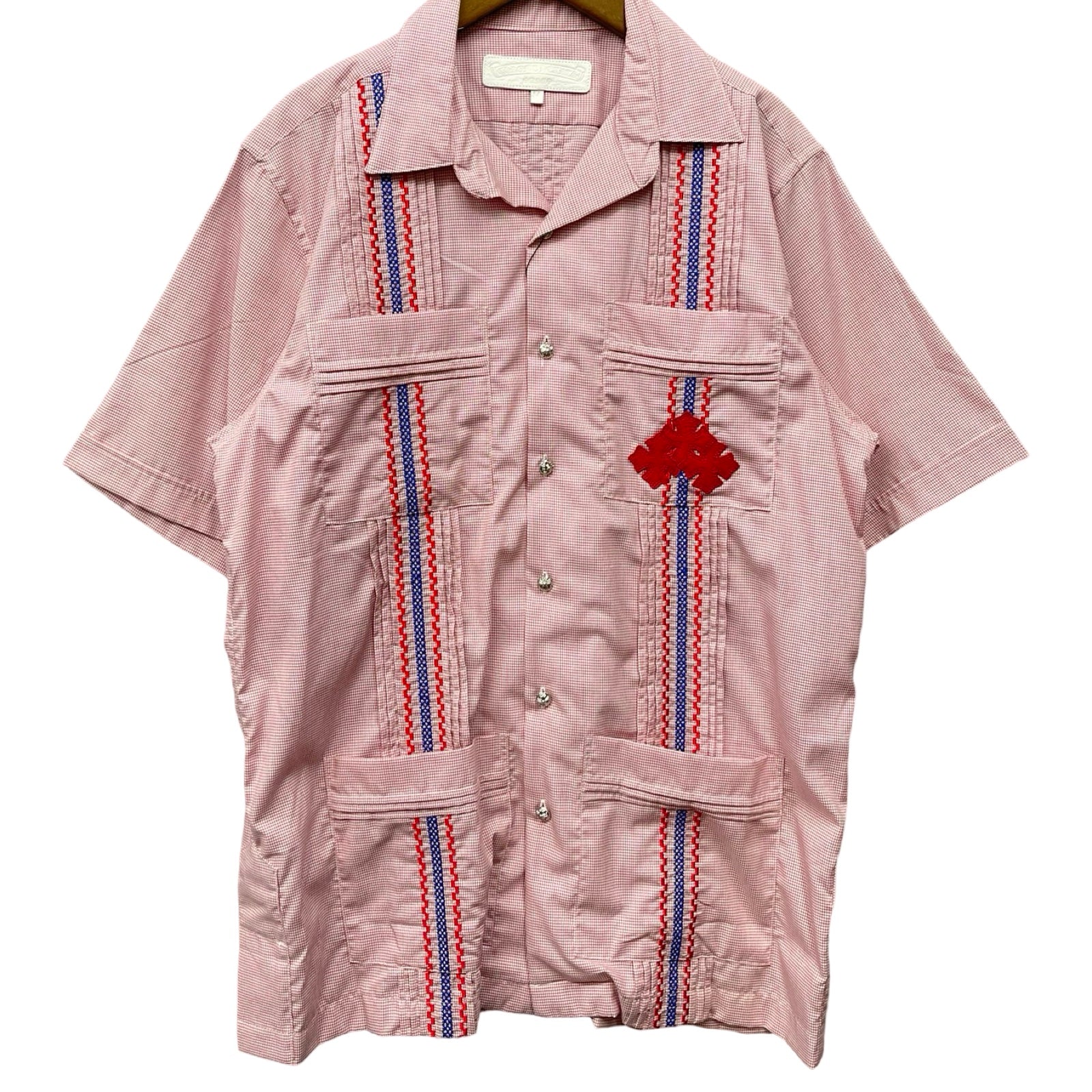 CHROME HEARTS Y NOT 3 Cemetery Cross Patch Guayabera Shirt Size M
