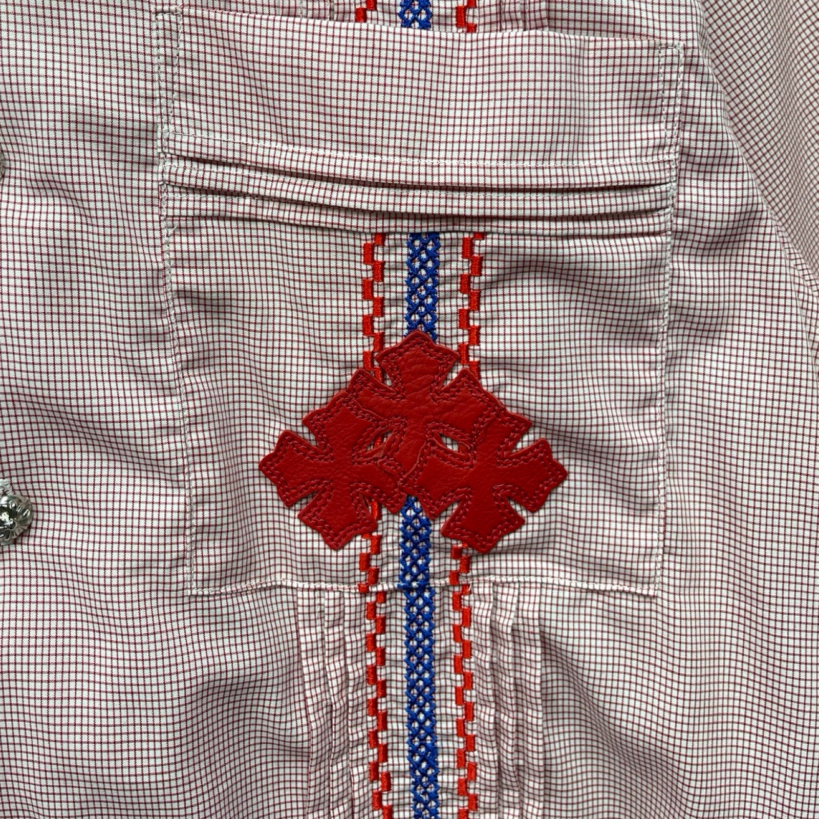CHROME HEARTS Y NOT 3 Cemetery Cross Patch Guayabera Shirt Size M