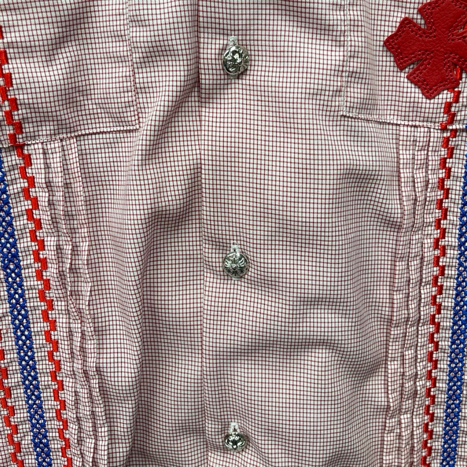 CHROME HEARTS Y NOT 3 Cemetery Cross Patch Guayabera Shirt Size M