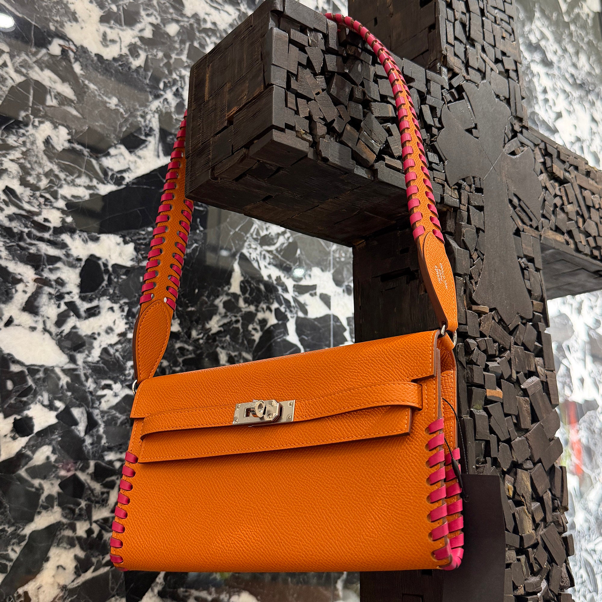 HERMES Kelly To Go Tressage "Orange/Rose Mexico" Long Wallet W刻印 エルメス ケリー トゥー ゴー トレサージュ "オレンジ×ローズメキシコ" ロング ウォレット W刻印