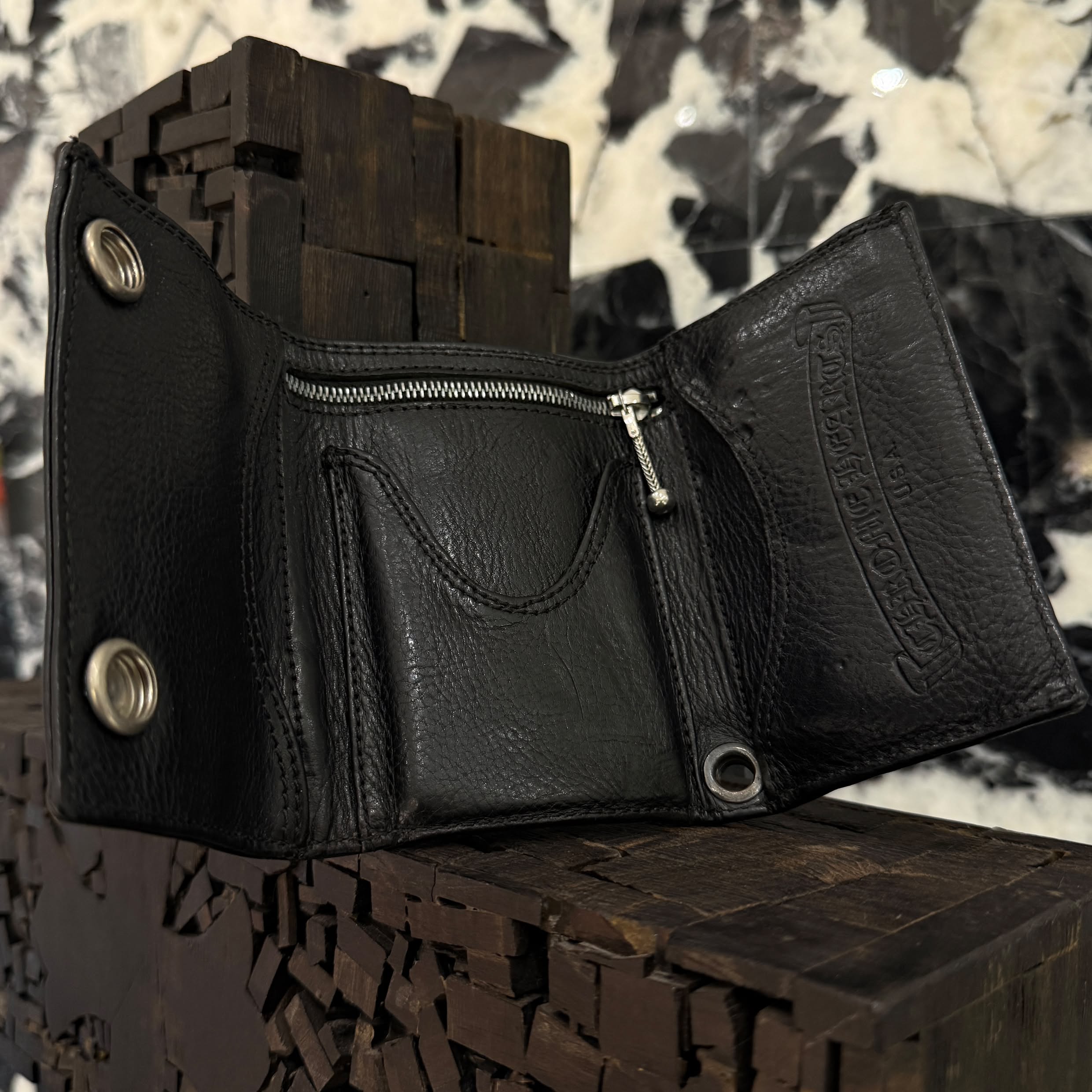 CHROME HEARTS 3 FOLD Cross Ball Button Leather Wallet クロムハーツ 3フォールド クロスボールボタン レザーウォレット