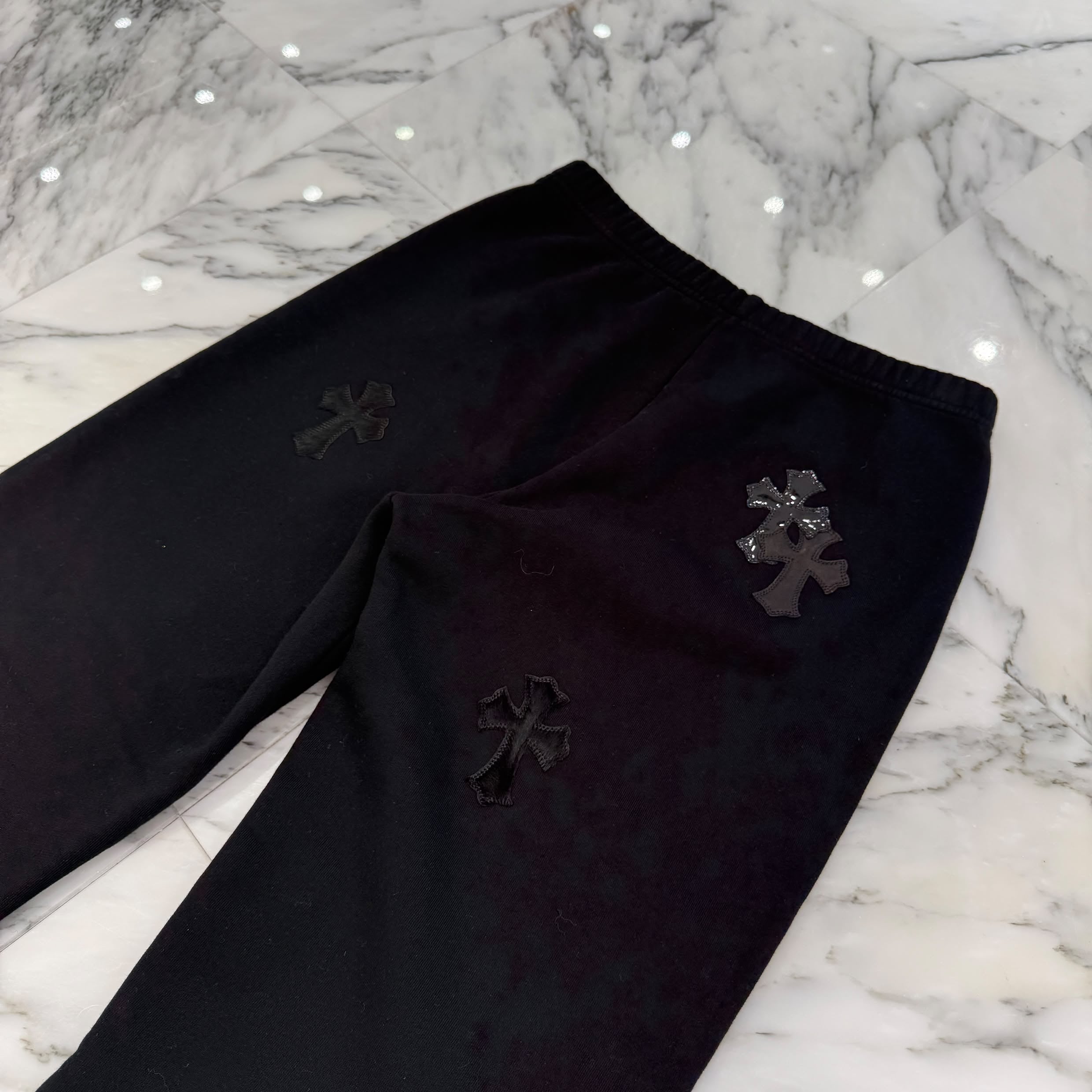 CHROME HEARTS Y NOT Multi Leather Cross Patch Sweat Long Pants