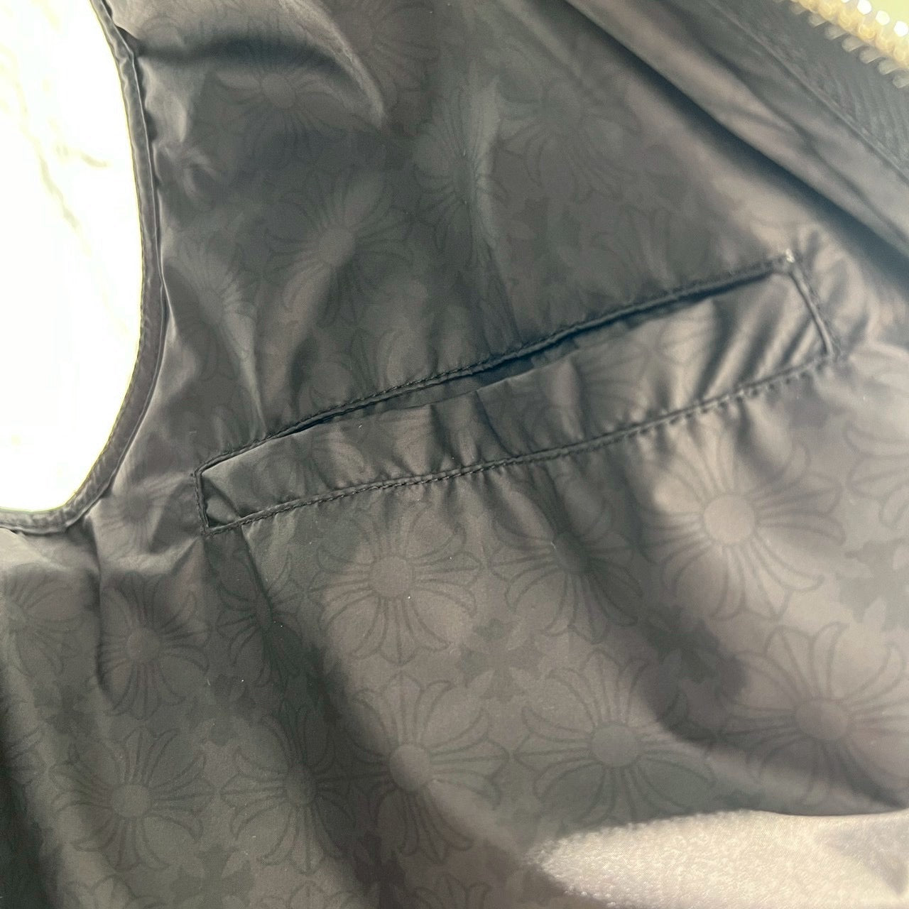 CHROME HEARTS Papa Leather Cross Patch Quilting Vest Size M クロムハーツ パパ レザークロスパッチ ベスト サイズM