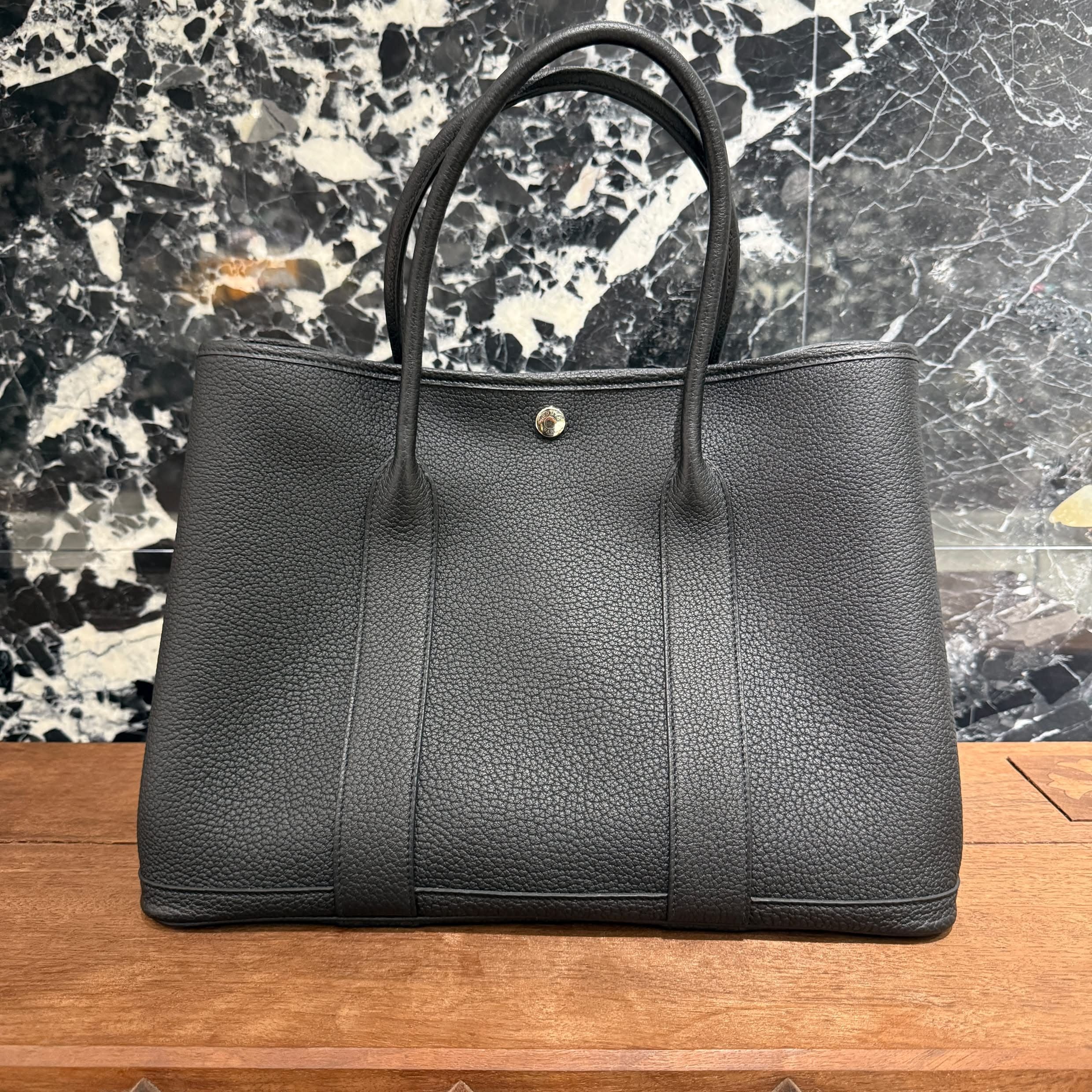 HERMES Garden Party PM "NOIR" Hand Bag W刻印 エルメス ガーデンパーティ PM "アルドワーズ"ハンドバッグ W刻印