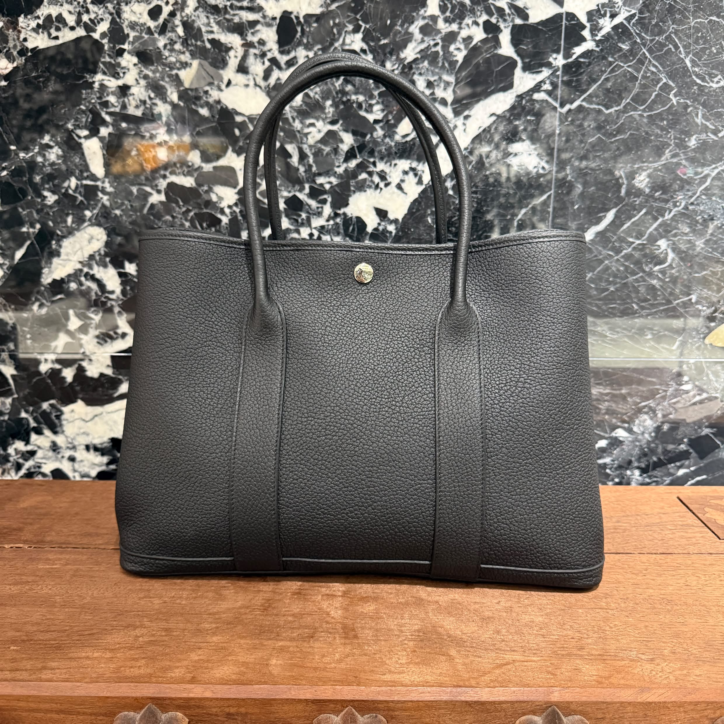 HERMES Garden Party PM "NOIR" Hand Bag W刻印 エルメス ガーデンパーティ PM "アルドワーズ"ハンドバッグ W刻印