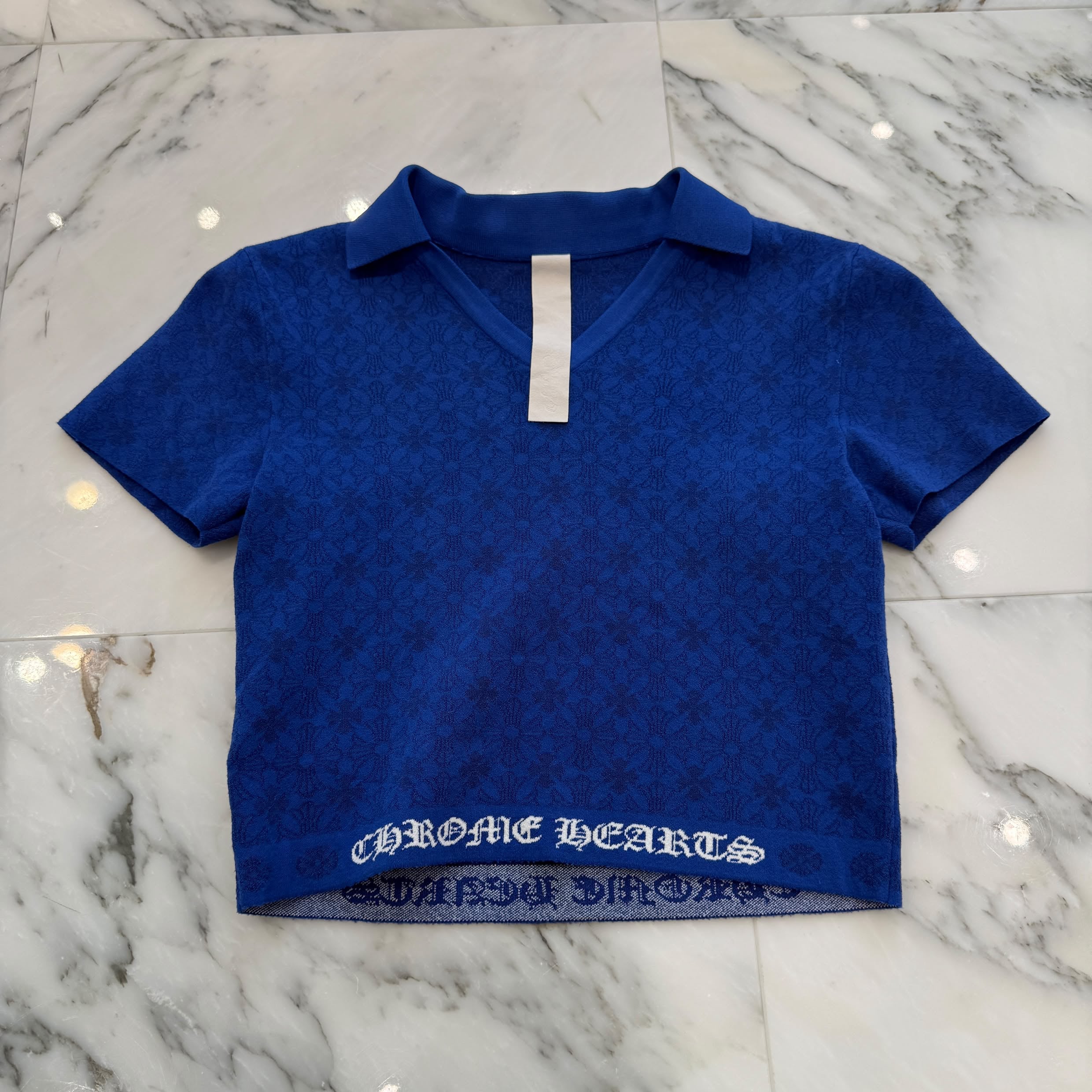 CHROME HEARTS Y NOT V-Neck Rayon Polo Shirt Size XS クロムハーツ ワイノット Vネック レーヨン ポロシャツ サイズXS