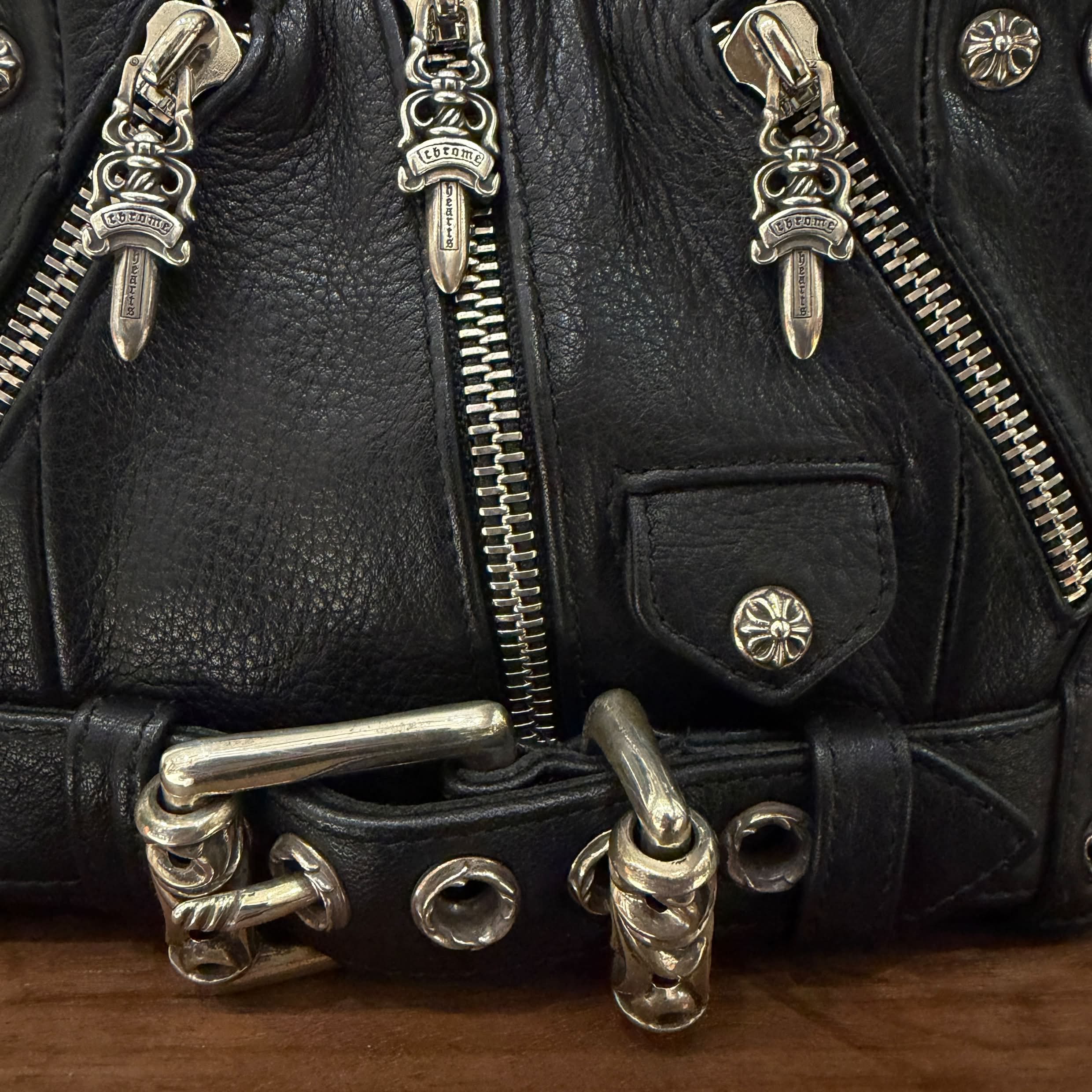 CHROME HEARTS JJ Dean Mini Leather Riders Hand Bag クロムハーツ JJ ディーン ミニレザー ライダース ハンドバッグ