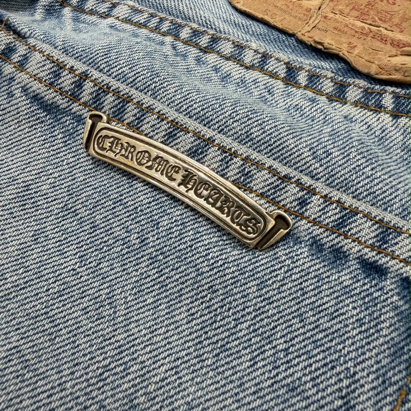 CHROME HEARTS × Levi's 501 VNTG Leather Cross Patch Denim Pants Size 26 クロムハーツ × リーバイス 501 ヴィンテージ レザークロスパッチ デニムパンツ サイズ26