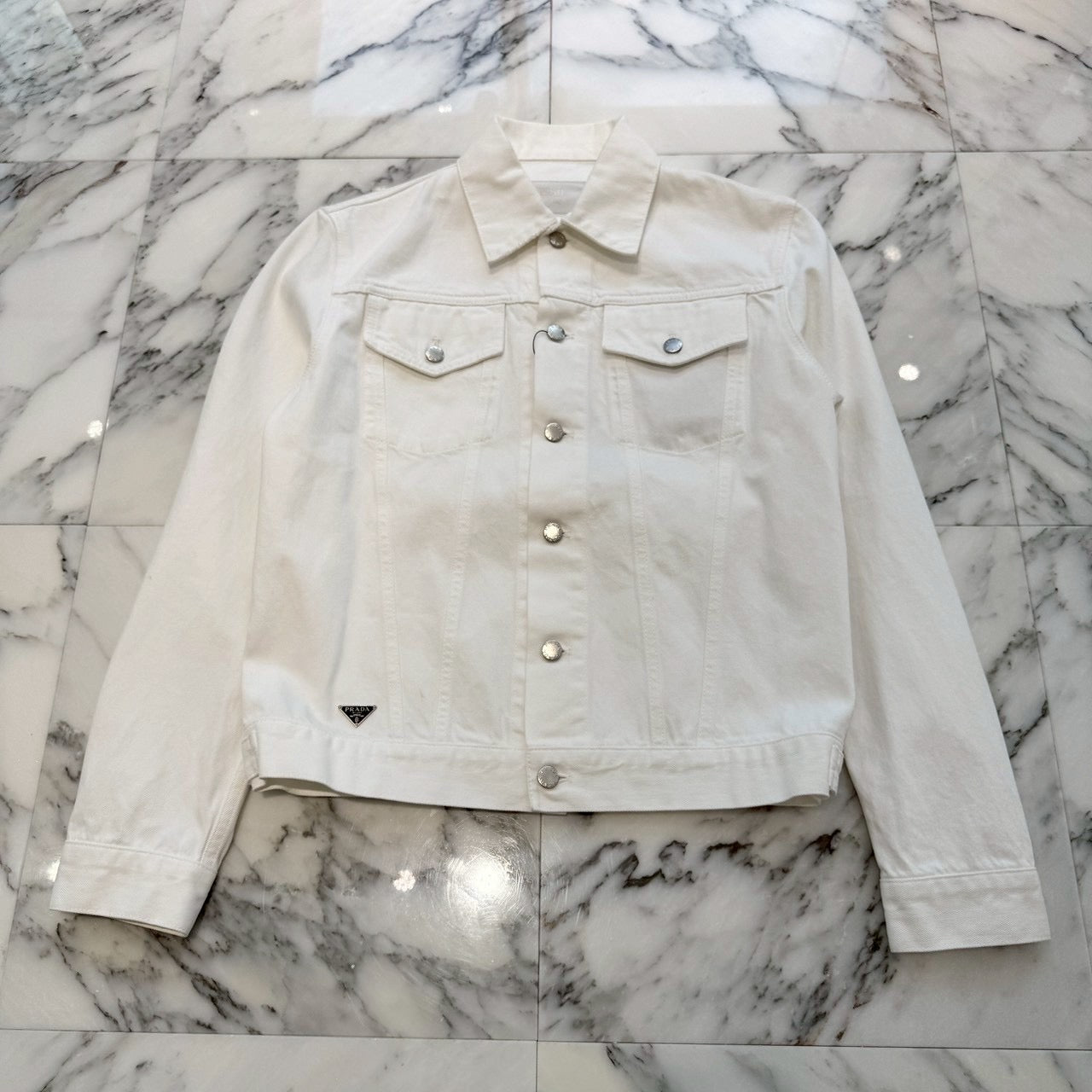 PRADA 2023SS Triangle Logo Plate Denim Jacket GEB227 S231 12PA Size S プラダ トライアングルロゴプレート デニムジャケット サイズS
