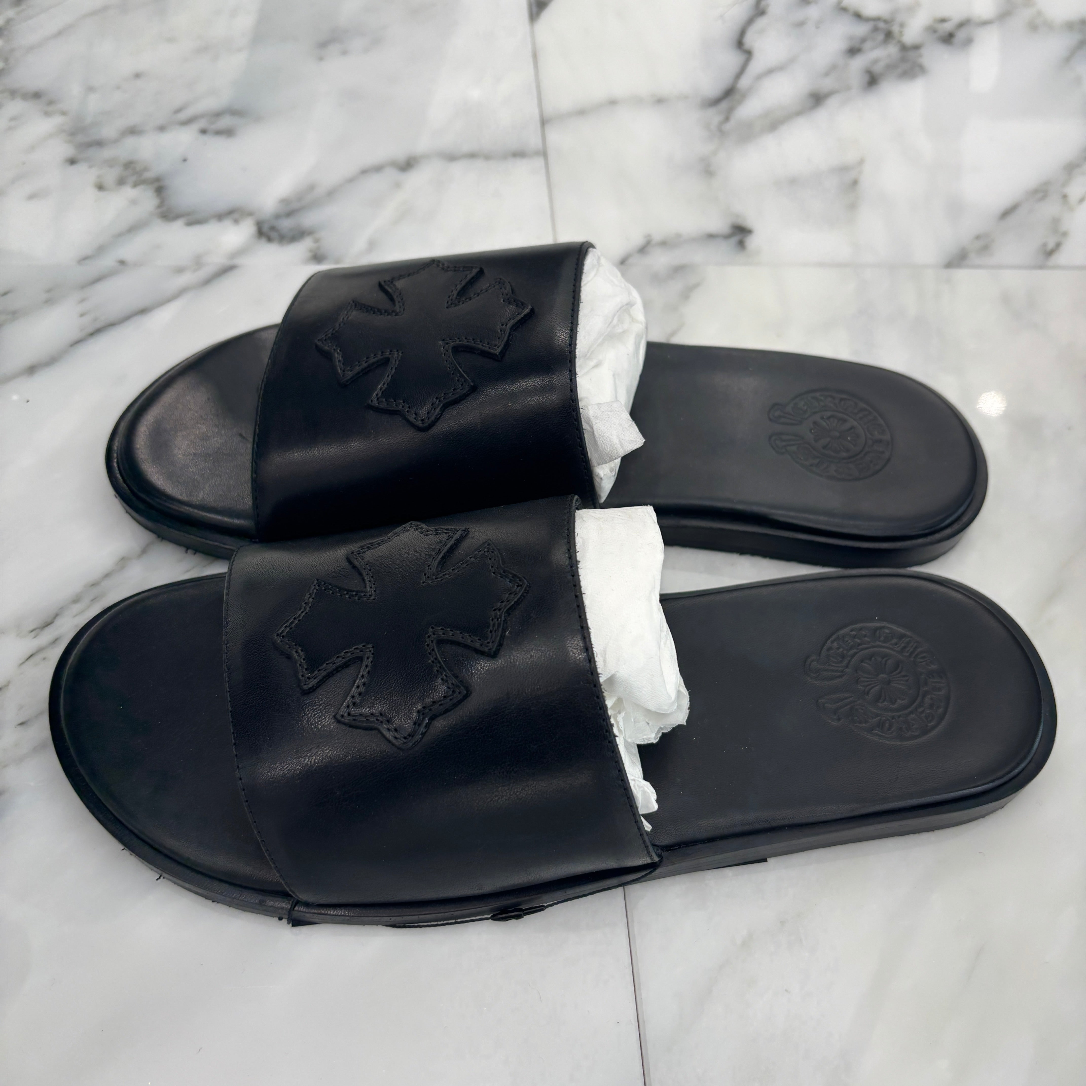 CHROME HEARTS Leather Cross Patch Sandals Size 43（27.5～28cm） クロムハーツ レザークロスパッチ サンダル サイズ43（27.5～28cm）