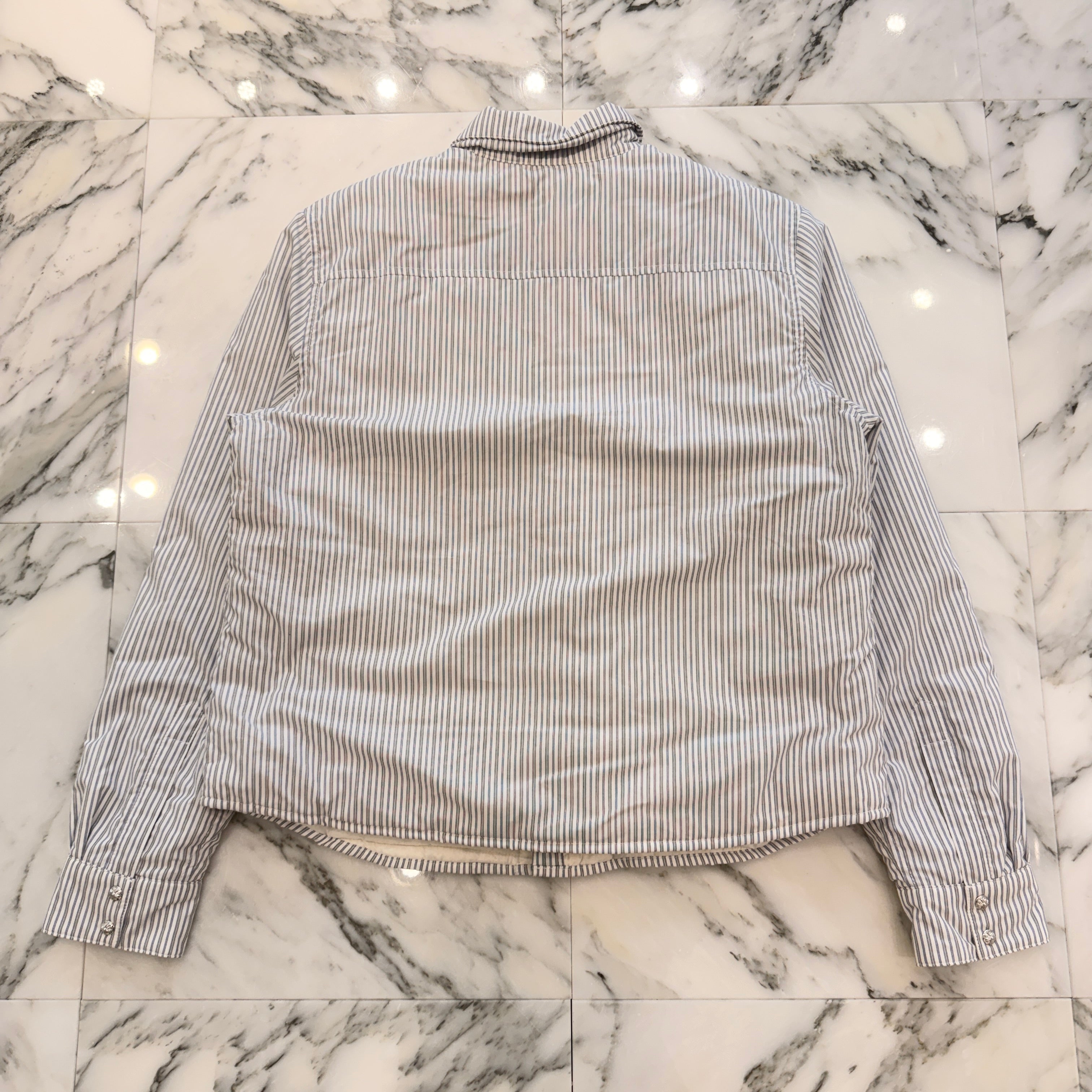 CHROME HEARTS Y NOT WORK DOG Striped Down Jacket Size S クロムハーツ ワイノット ワークドッグ ストライプ ダウンジャケット サイズS