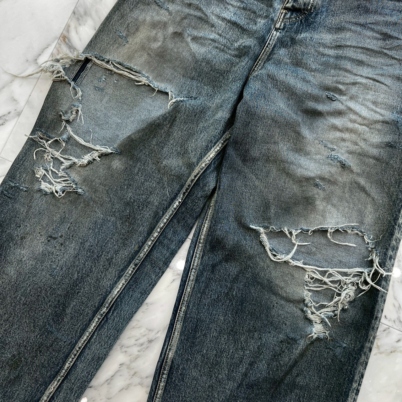 BALENCIAGA 2023SS Distressed Baggy Denim Pants 745213 TNW01 Size XS バレンシアガ ダメージ加工 バギーデニムパンツ サイズXS