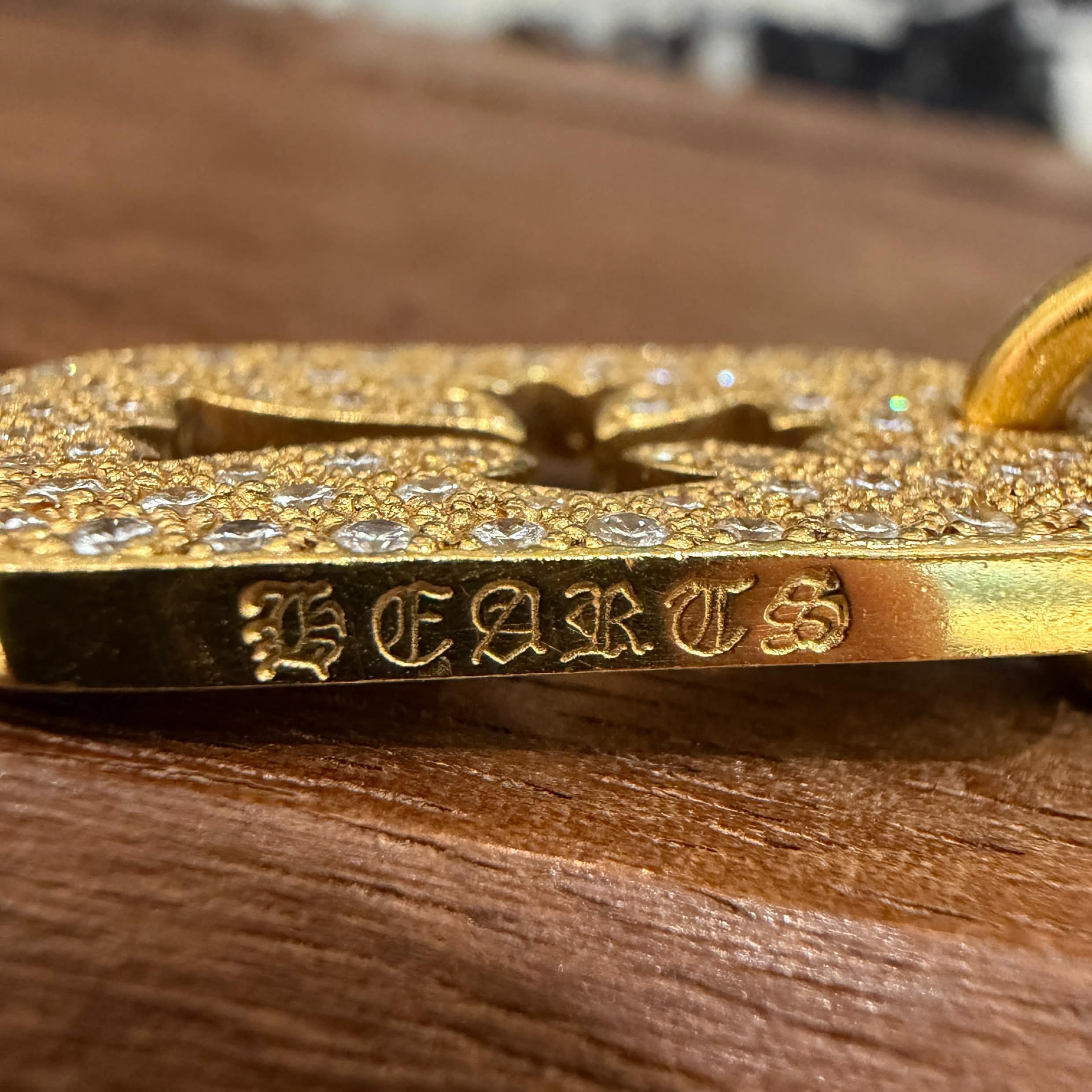 CHROME HEARTS 22K Small Cut Out Cross Dock Tag Pendant Charm Pave Diamond クロムハーツ 22K スモール カットアウトクロス ドッグタグ ペンダントチャーム パヴェダイヤモンド