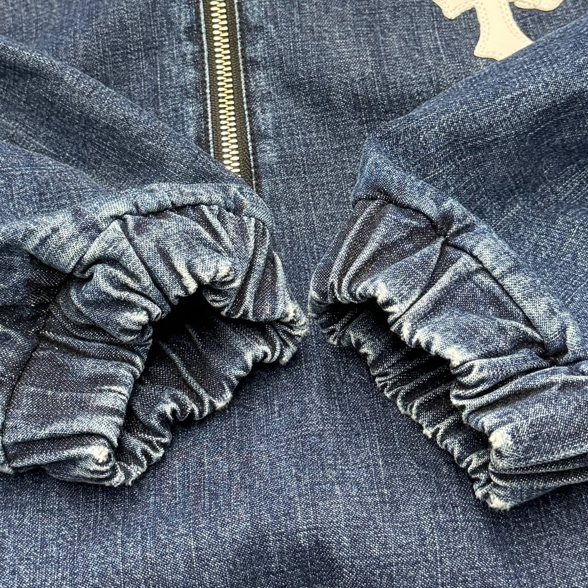 CHROME HEARTS 2024AW Leather Cemetery Triple Cross Denim Anorak Jacket Size L クロムハーツ レザーセメタリートリプルクロス デニム アノラック ジャケット サイズL