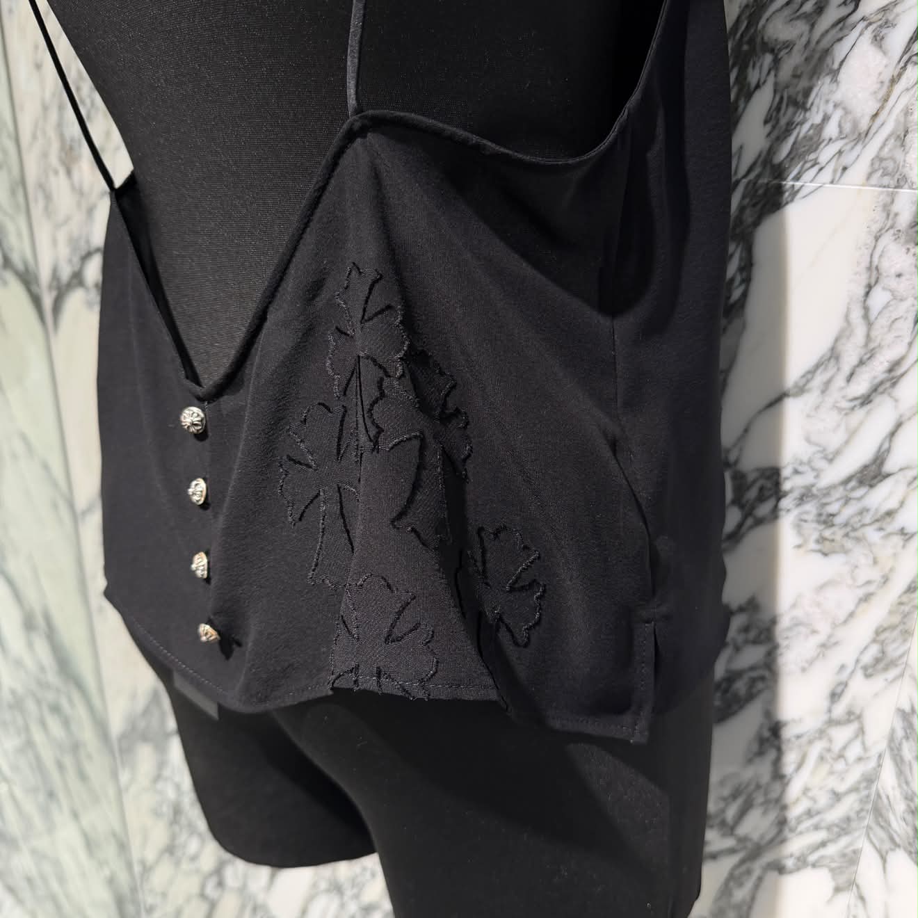 CHROME HEARTS Y NOT Cemetery Cross Back Open Silk Sheer Camisole Top Size L クロムハーツ ワイノット セメタリークロス バックオープン シルクシアー キャミソールトップ サイズL
