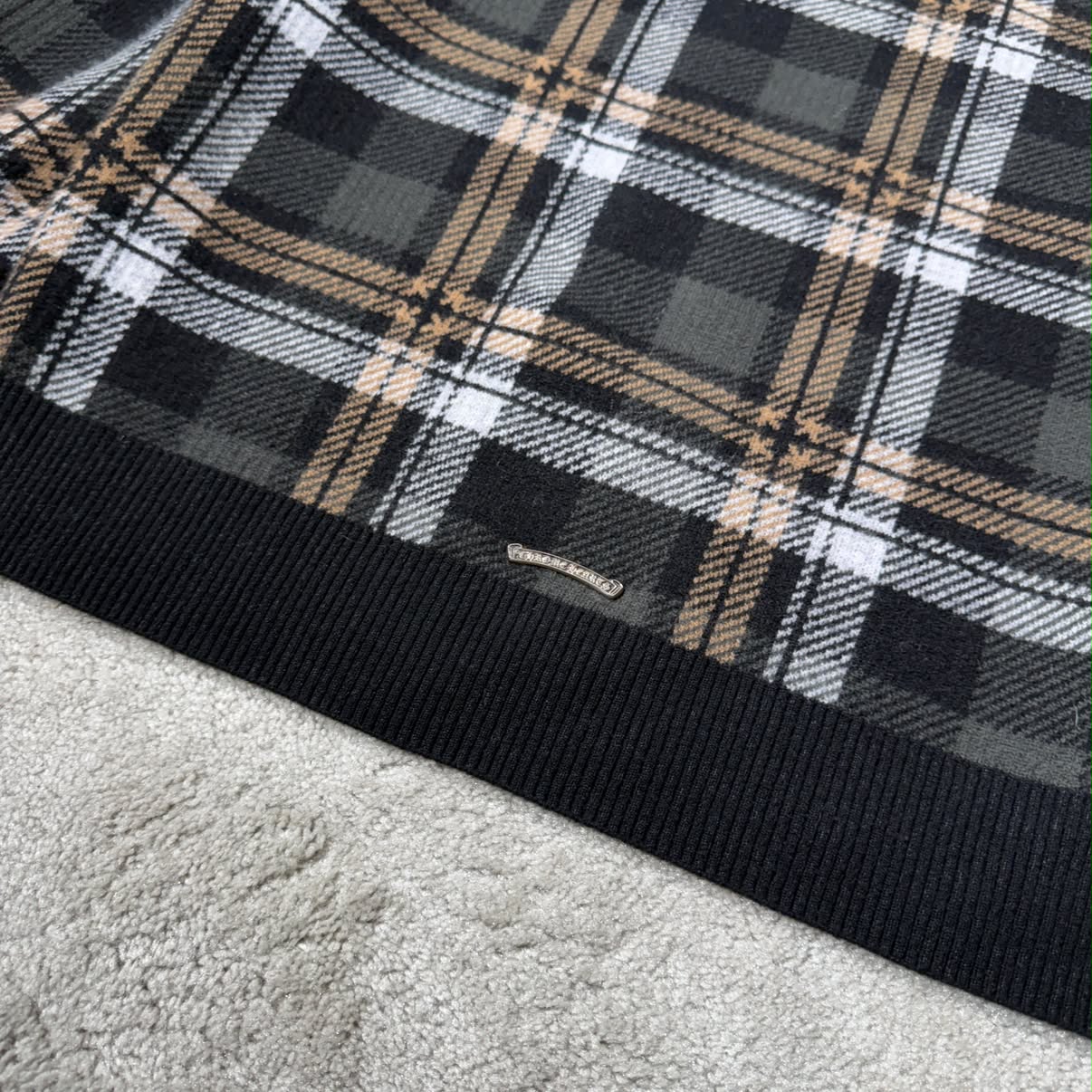 CHROME HEARTS CH Plus Check Cashmere Knit Sweater Size M クロムハ－ツ CHプラス カシミヤ ニット セーター サイズM