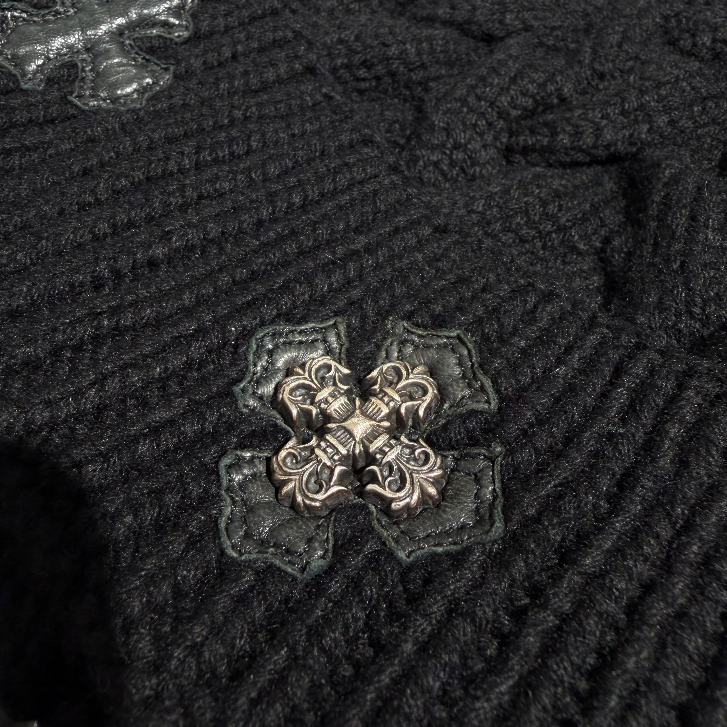 CHROME HEARTS Filigree Plus Cashmere Leather CH Plus Patch Beanie クロムハーツ フィリグリープラス カシミヤ レザーCHプラス パッチ ビーニー