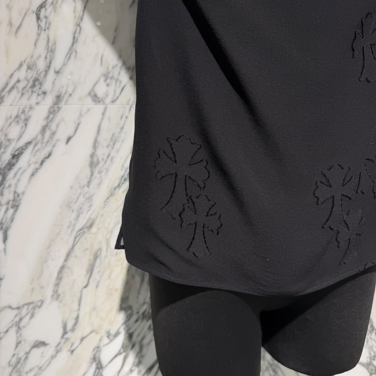 CHROME HEARTS Y NOT Cemetery Cross Back Open Silk Sheer Camisole Top Size L クロムハーツ ワイノット セメタリークロス バックオープン シルクシアー キャミソールトップ サイズL