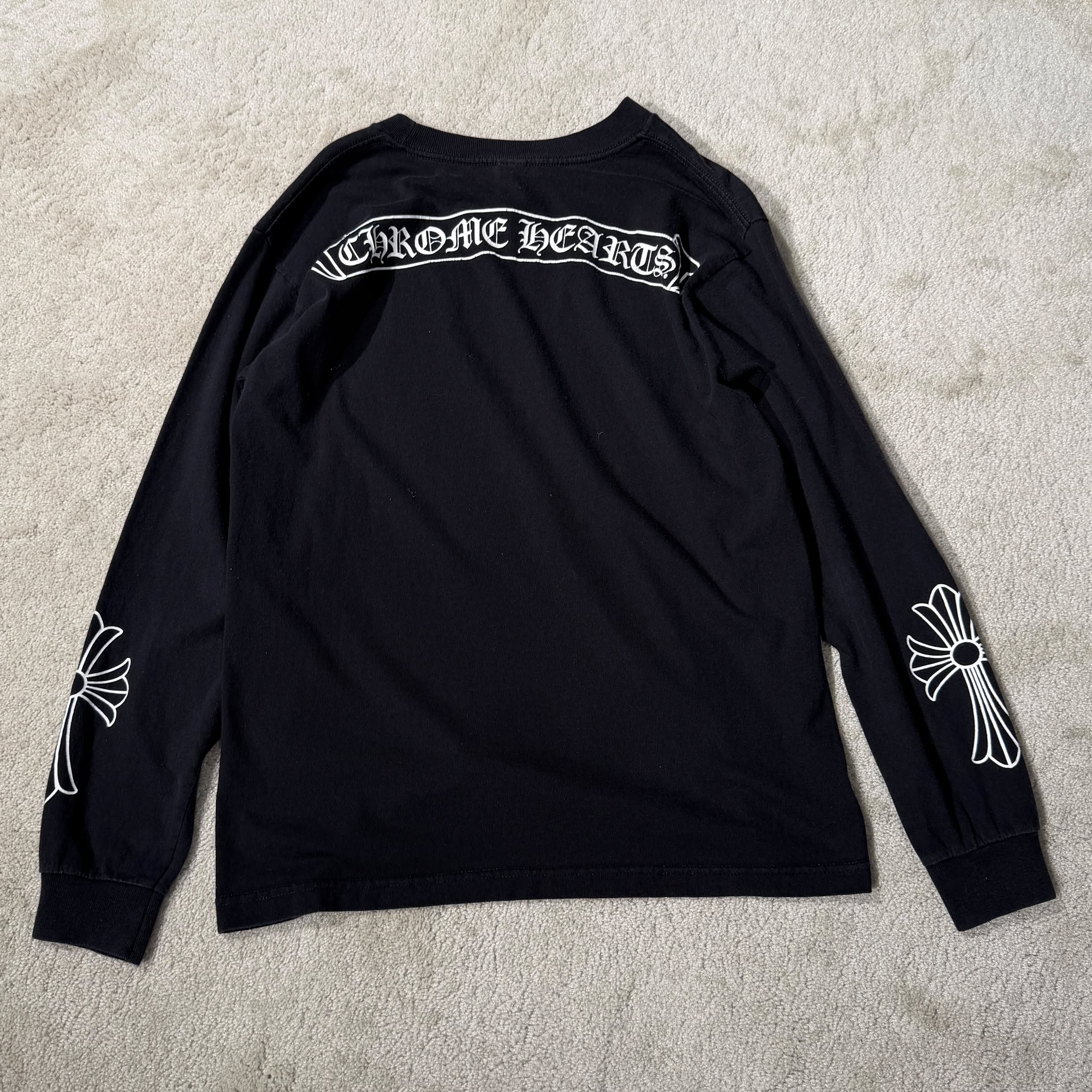 CHROME HEARTS Back Scroll Arm CH Cross Long Sleeve Tee Size M