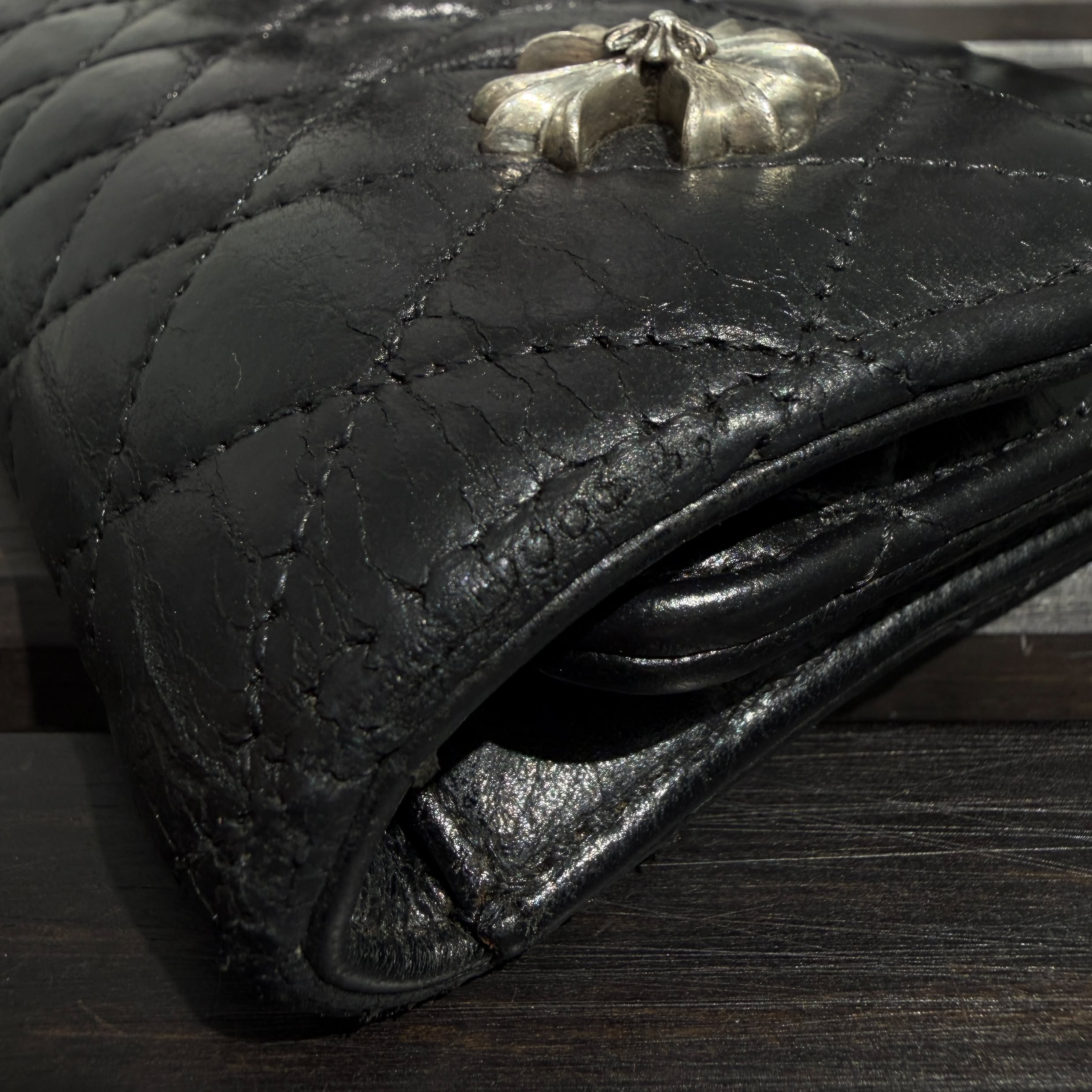 CHROME HEARTS Quilted 3 Snap Silver CH Plus Clutch Wallet クロムハーツ キルティング 3スナップ シルバー CHプラス クラッチ ウォレット
