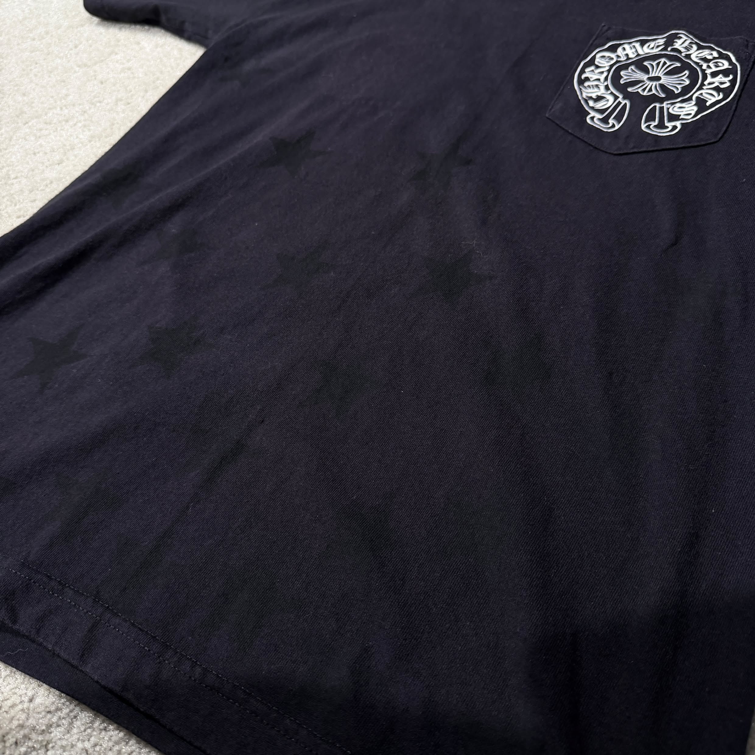 CHROME HEARTS Back Scroll Horseshoe Star Print Tee Size M クロムハーツ バックスクロール ホースシュー スタープリントTシャツ サイズM