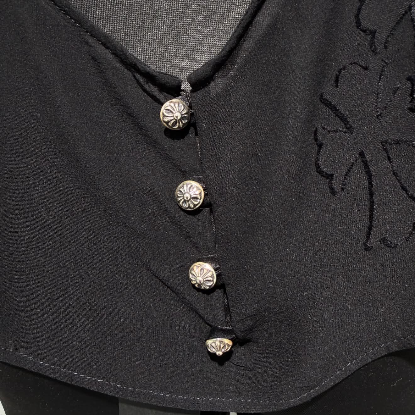 CHROME HEARTS Y NOT Cemetery Cross Back Open Silk Sheer Camisole Top Size L クロムハーツ ワイノット セメタリークロス バックオープン シルクシアー キャミソールトップ サイズL