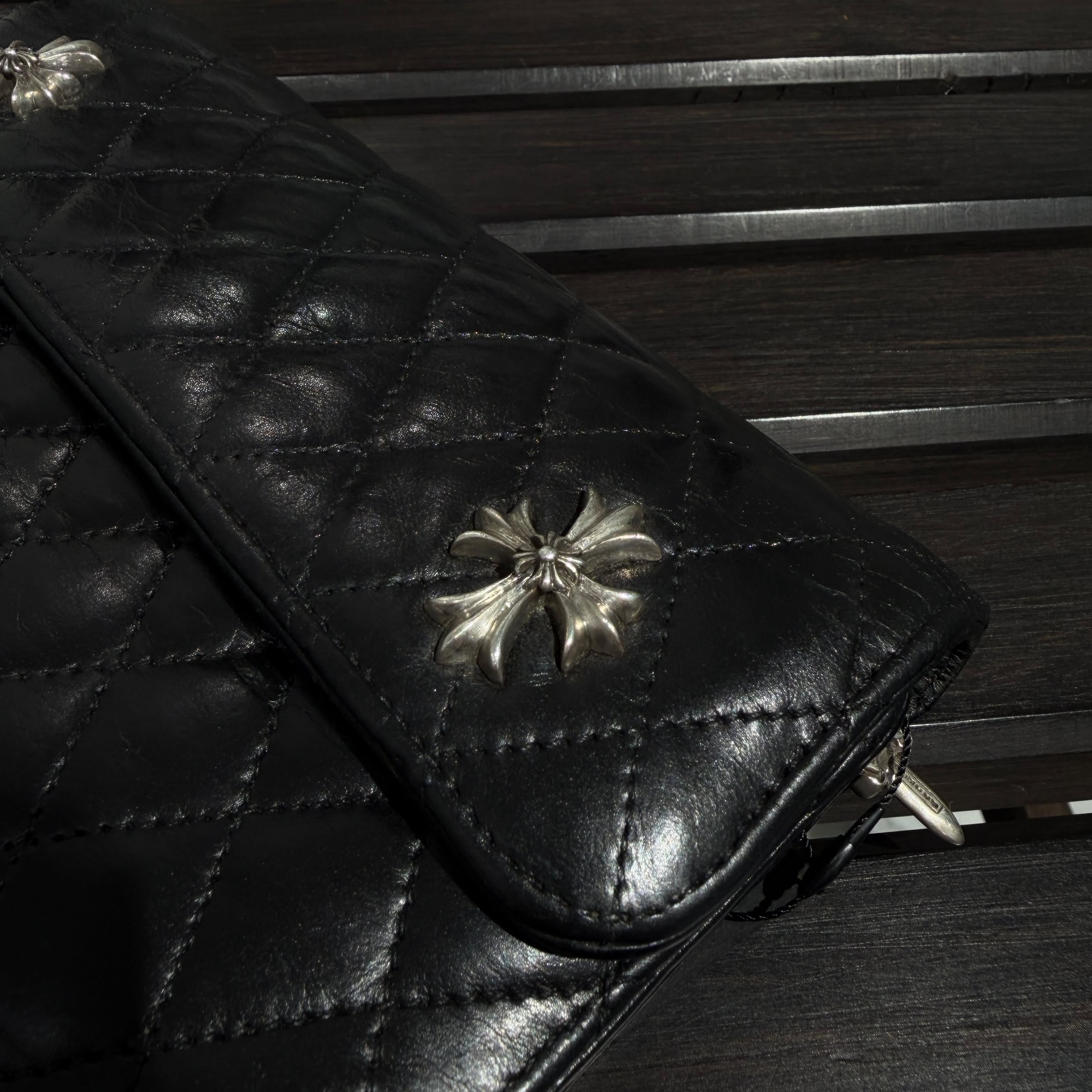 CHROME HEARTS Quilted 3 Snap Silver CH Plus Clutch Wallet クロムハーツ キルティング 3スナップ シルバー CHプラス クラッチ ウォレット