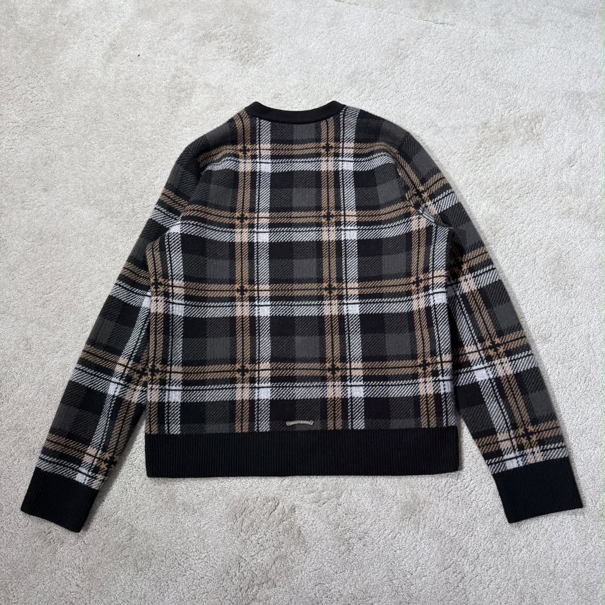 CHROME HEARTS CH Plus Check Cashmere Knit Sweater Size M クロムハ－ツ CHプラス カシミヤ ニット セーター サイズM