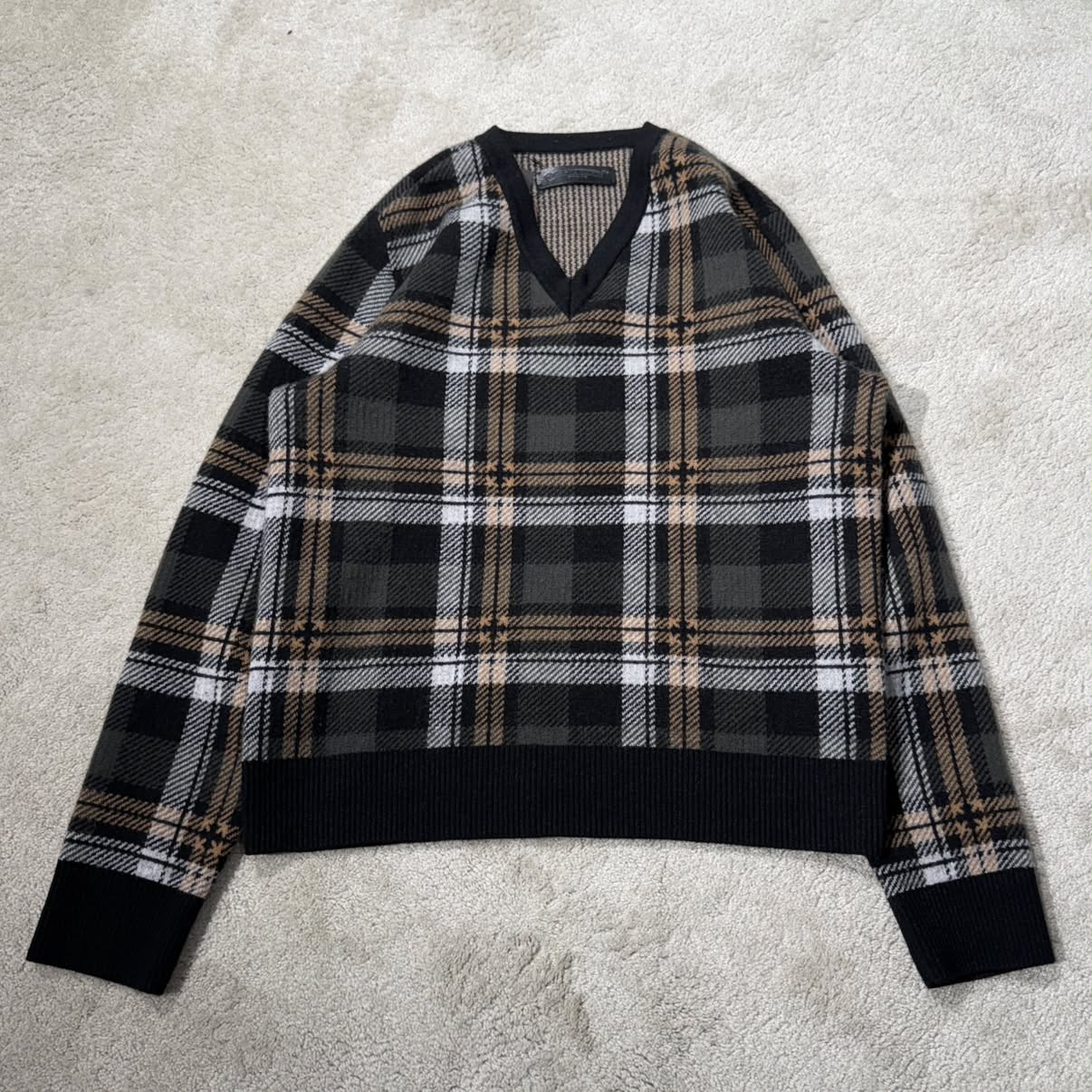 CHROME HEARTS CH Plus Check Cashmere Knit Sweater Size M クロムハ－ツ CHプラス カシミヤ ニット セーター サイズM