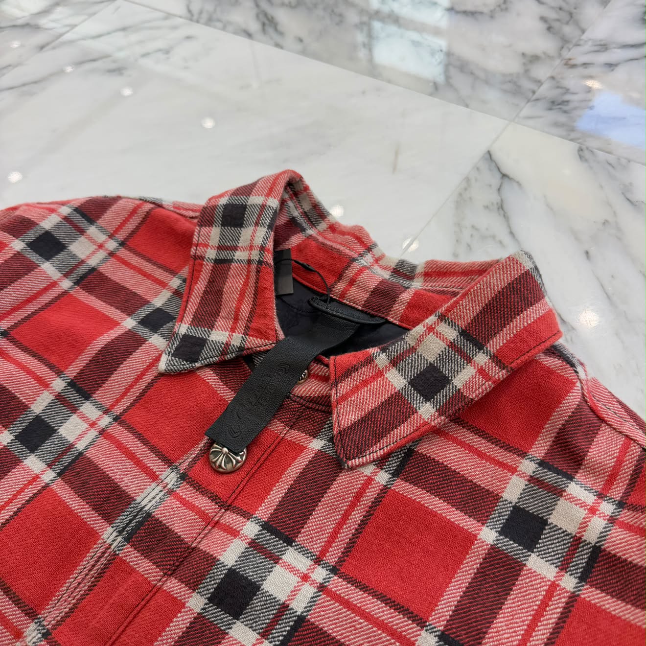 CHROME HEARTS Y NOT Workn Padded Flannel Check Shirt Jacket Size XL クロムハーツ ワイノット ワーキンパデッド フランネルチェック シャツジャケット サイズXL