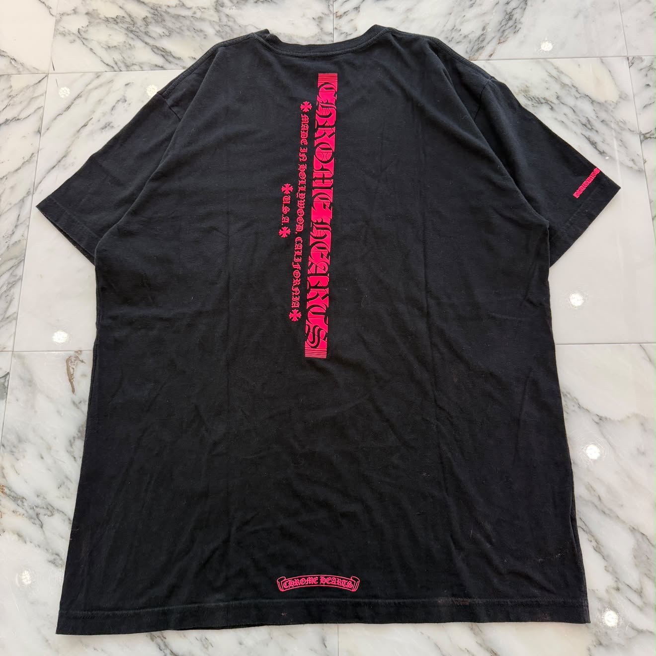 CHROME HEARTS Pink Made in Hollywood Vertical Logo Tee Size XL クロムハーツ ピンク メイドインハリウッド ヴァーティカルロゴ Tシャツ サイズXL
