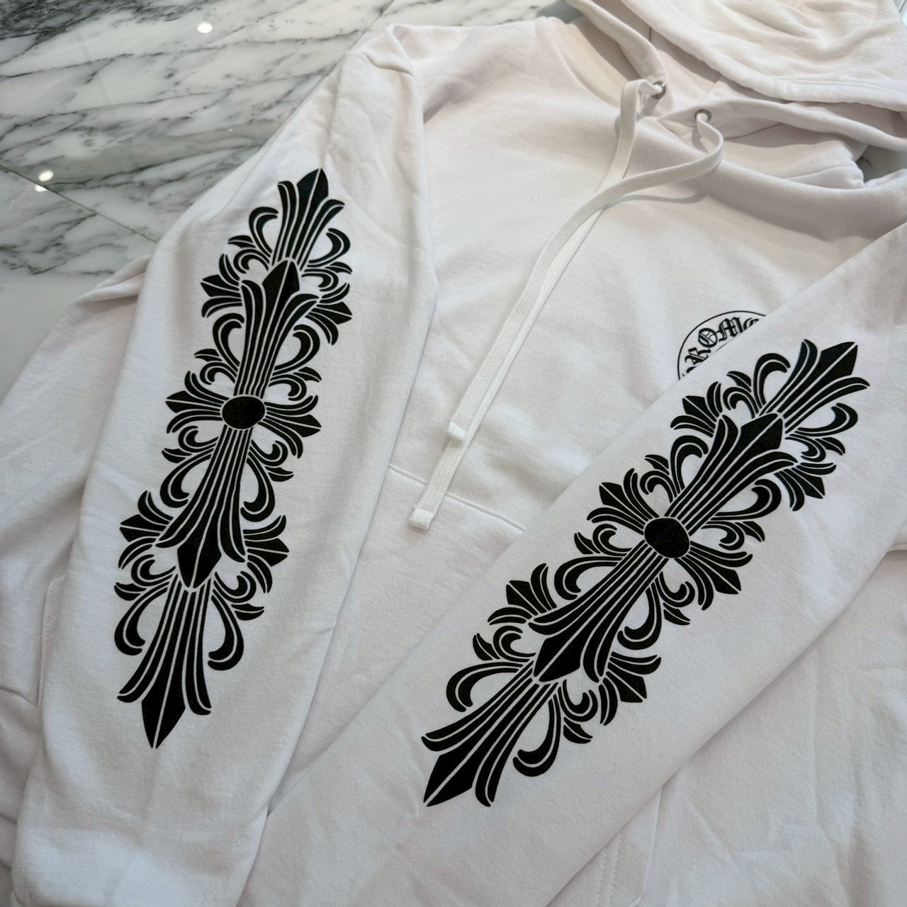 CHROME HEARTS Floral Cross Horseshoe Pullover Hoodie Size L クロムハーツ フローラルクロスホースシュー プルオーバーフーディ サイズL