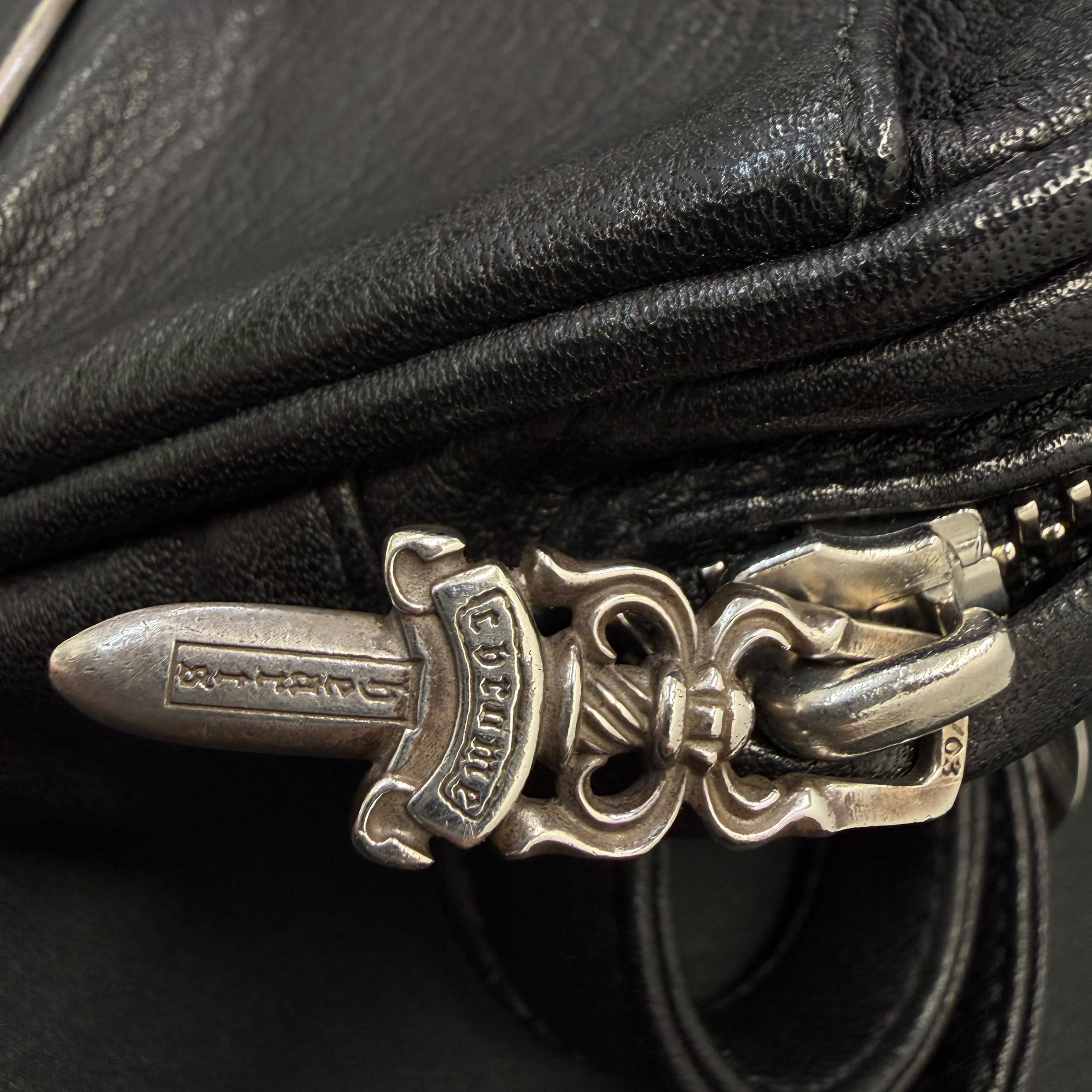 CHROME HEARTS Scroll Label Leather Wrist Bag クロムハーツ スクロールラベル レザー リストバッグ