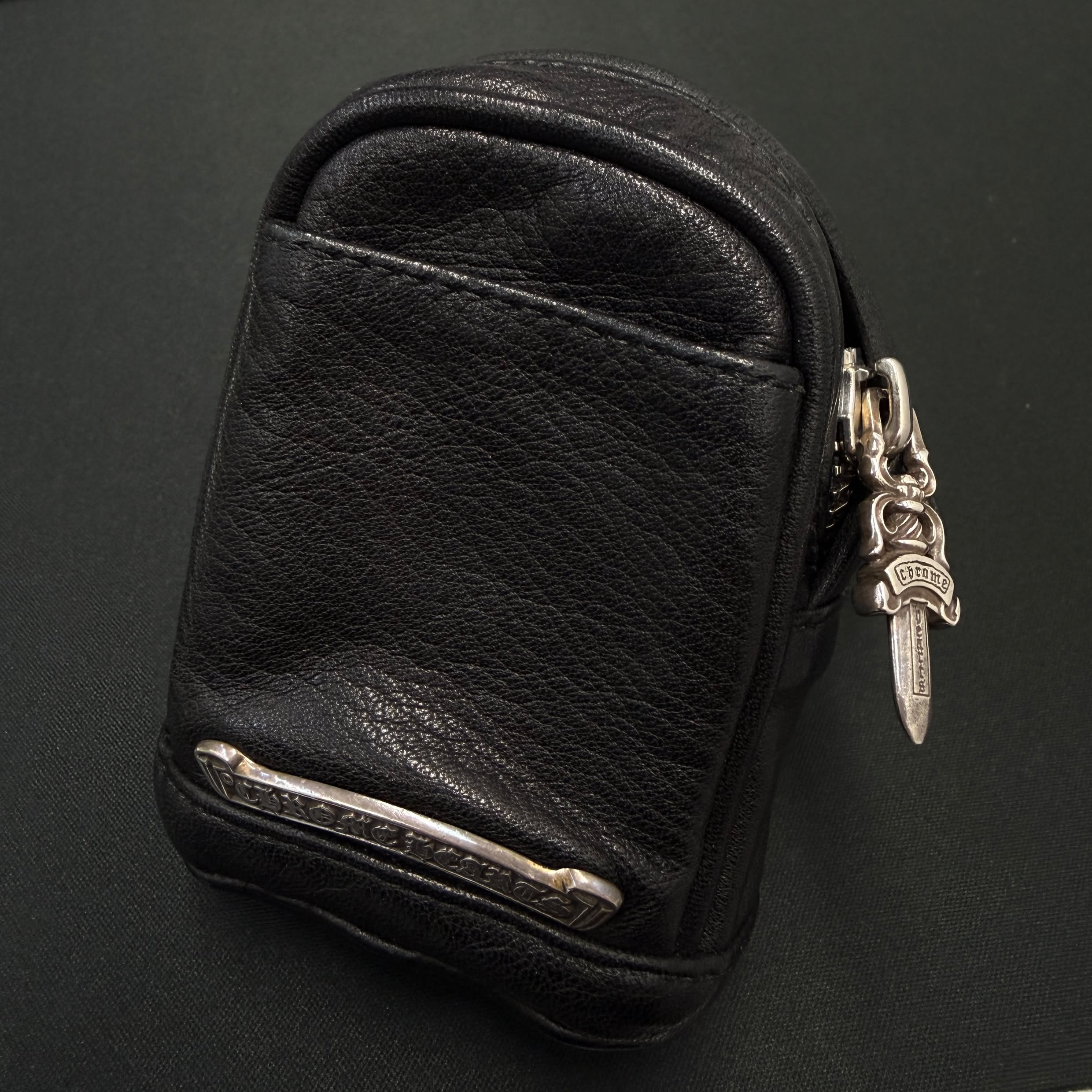 CHROME HEARTS Scroll Label Leather Wrist Bag クロムハーツ スクロールラベル レザー リストバッグ