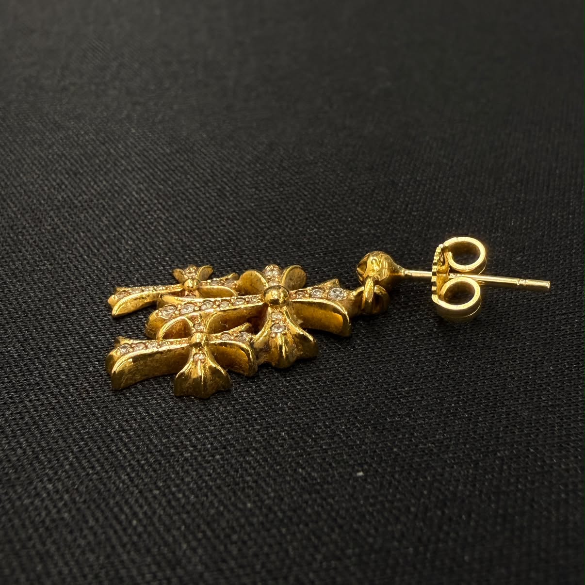 CHROME HEARTS 22K Triple Cross Earring Pave Diamond クロムハーツ 22K トリプルクロス イヤリング パヴェダイヤモンド ピアス