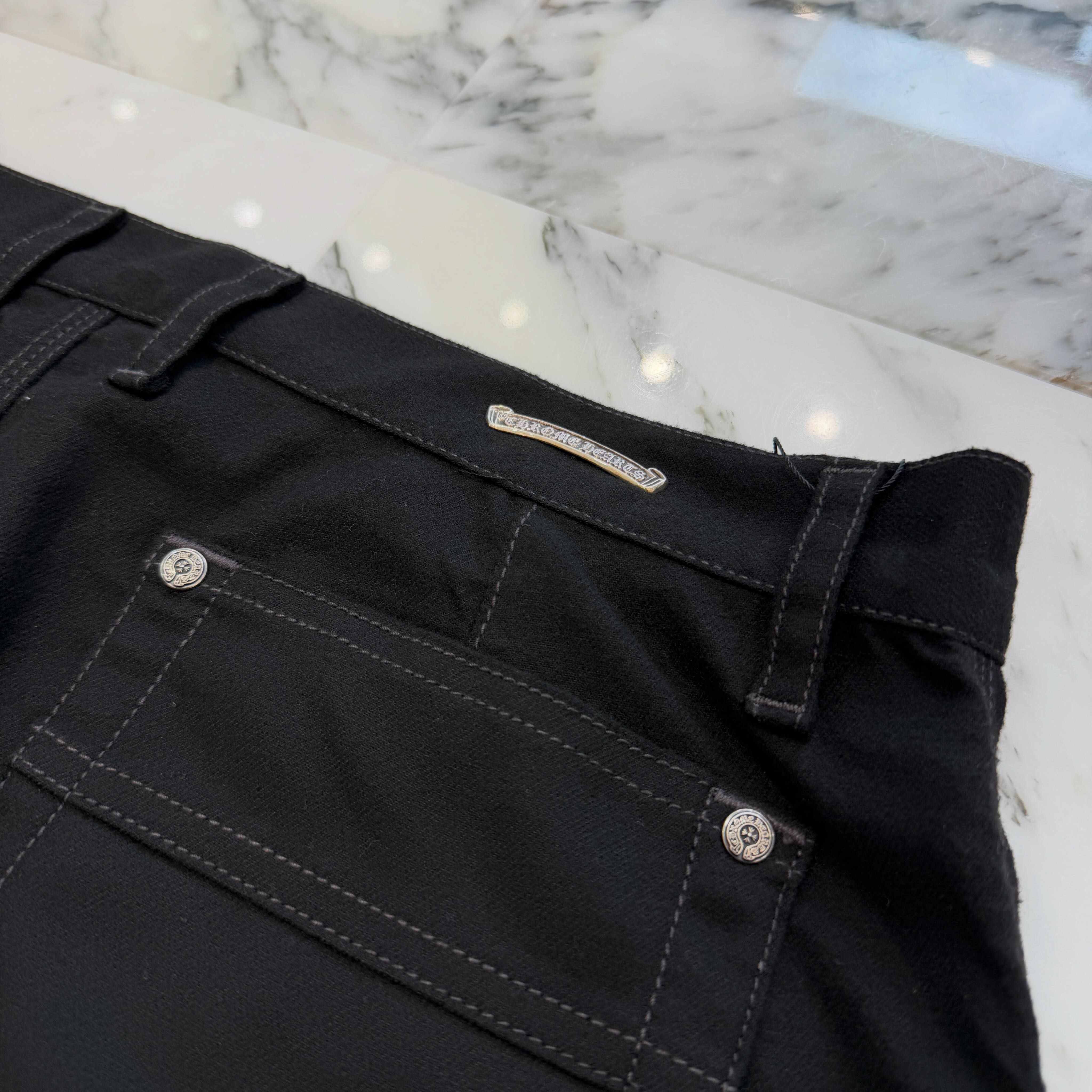 CHROME HEARTS Cross Ball Button Wide Straight Pants Size 27 クロム