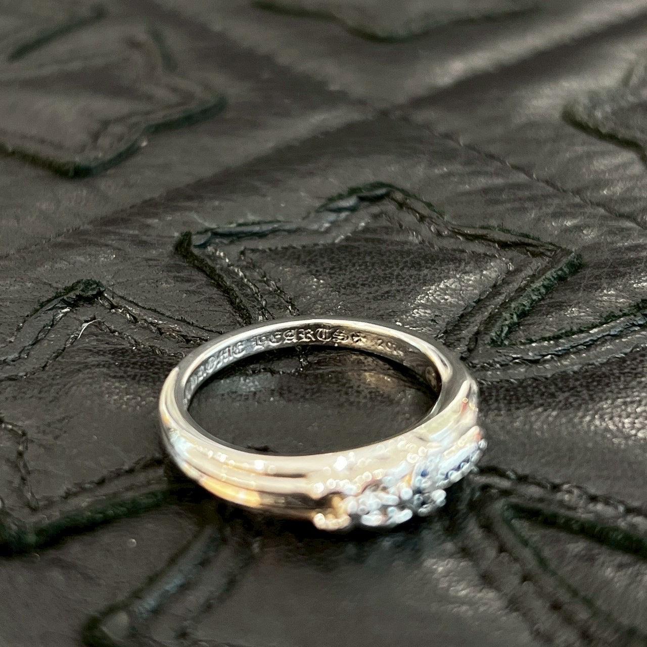 CHROME HEARTS 18KWG Baby Classic Dagger Ring Pave Blue Sapphire Size 16.5号 クロムハーツ 18KWG ベイビークラシック ダガーリング パヴェブルーサファイア サイズ16.5号