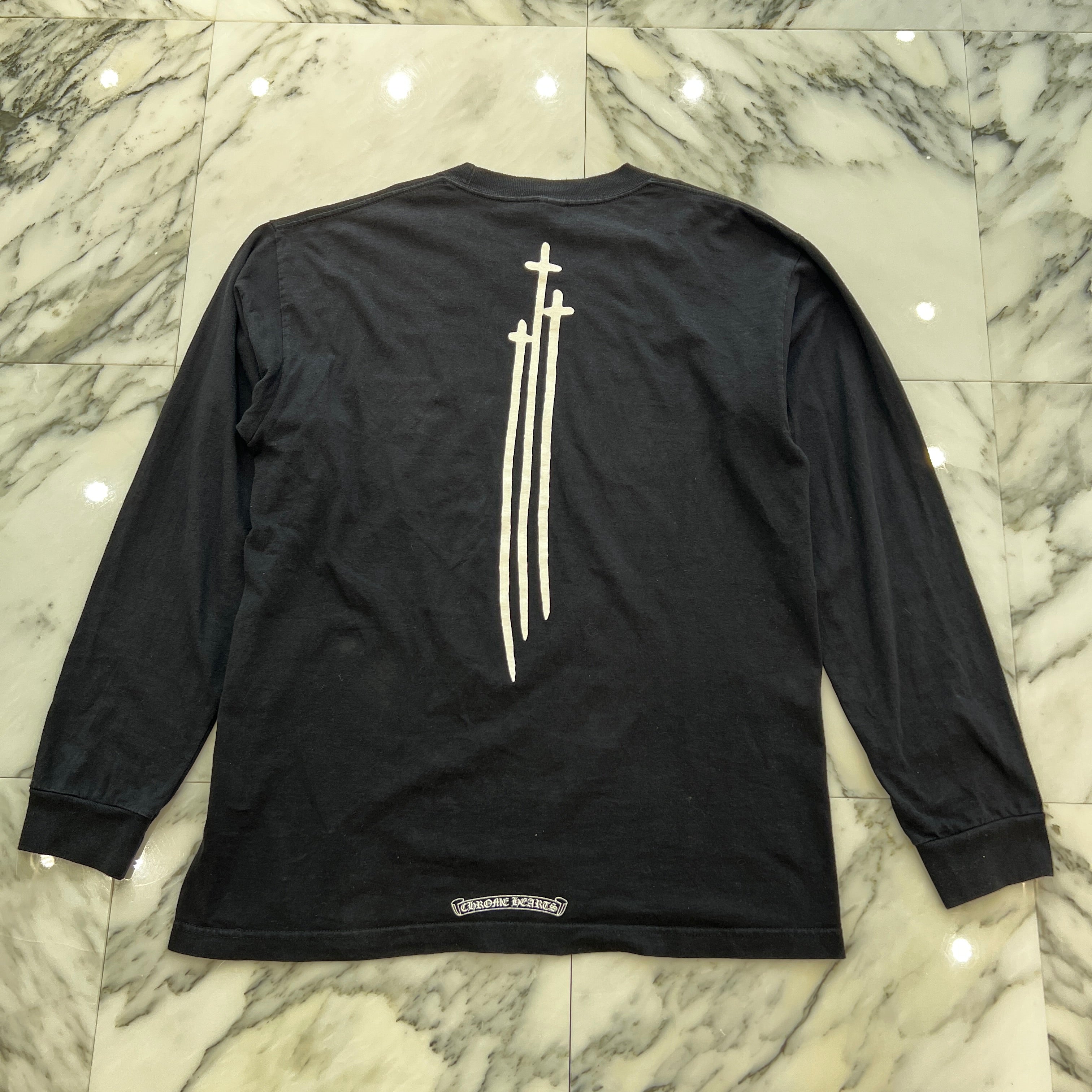 CHROME HEARTS Vertical Logo RS3 Cross Long Sleeve Tee Size L クロムハーツ ヴァーティカルロゴ RS3 クロス ロングスリーブTシャツ サイズL